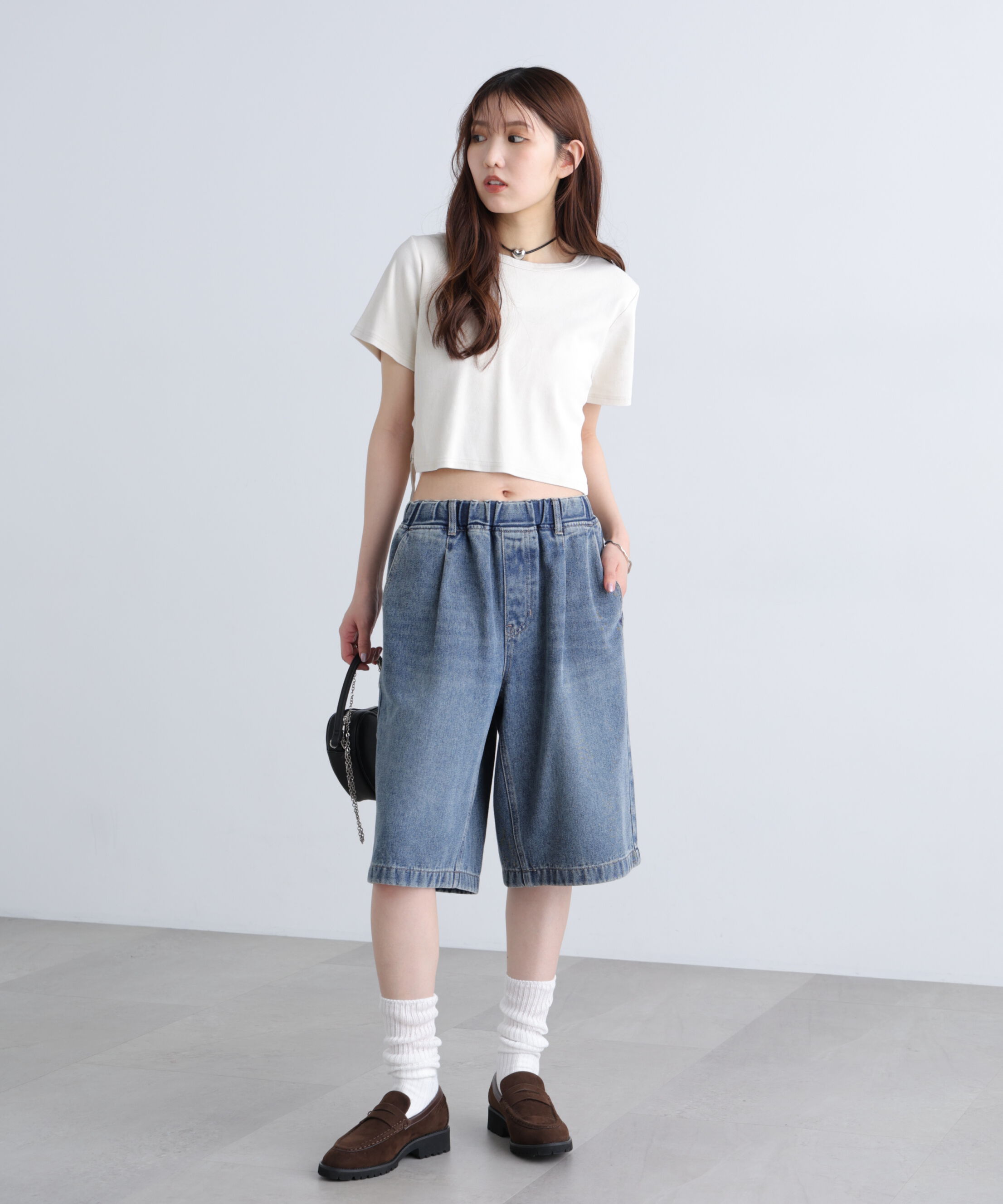  「ヴィンテージ加工サイドベルトＴ」|Tシャツ・カットソー|