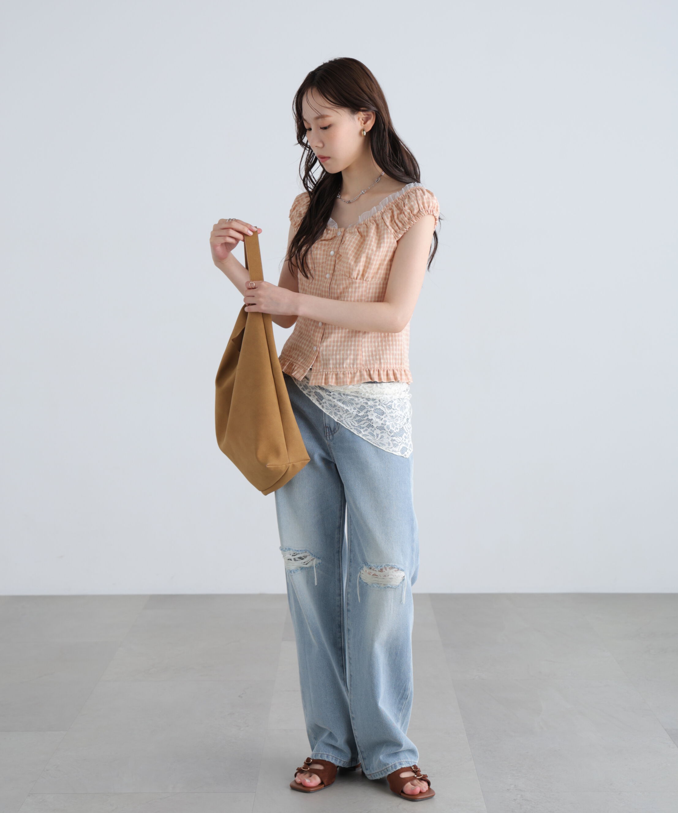  「[低身長サイズ/Sシリーズ]クラッシュレースデニムパンツ」|その他|