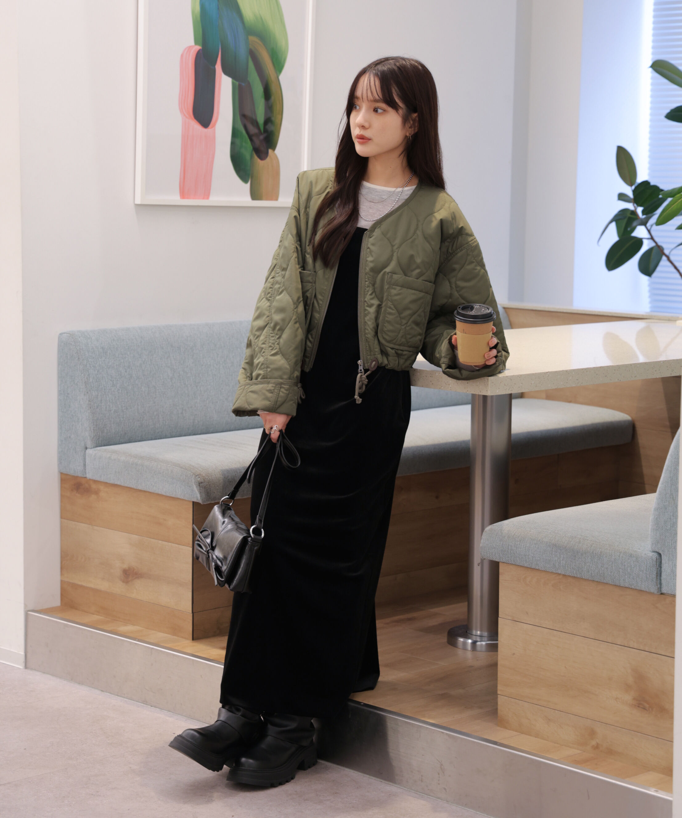  「2ストラップベロアキャミワンピース」|ワンピース|