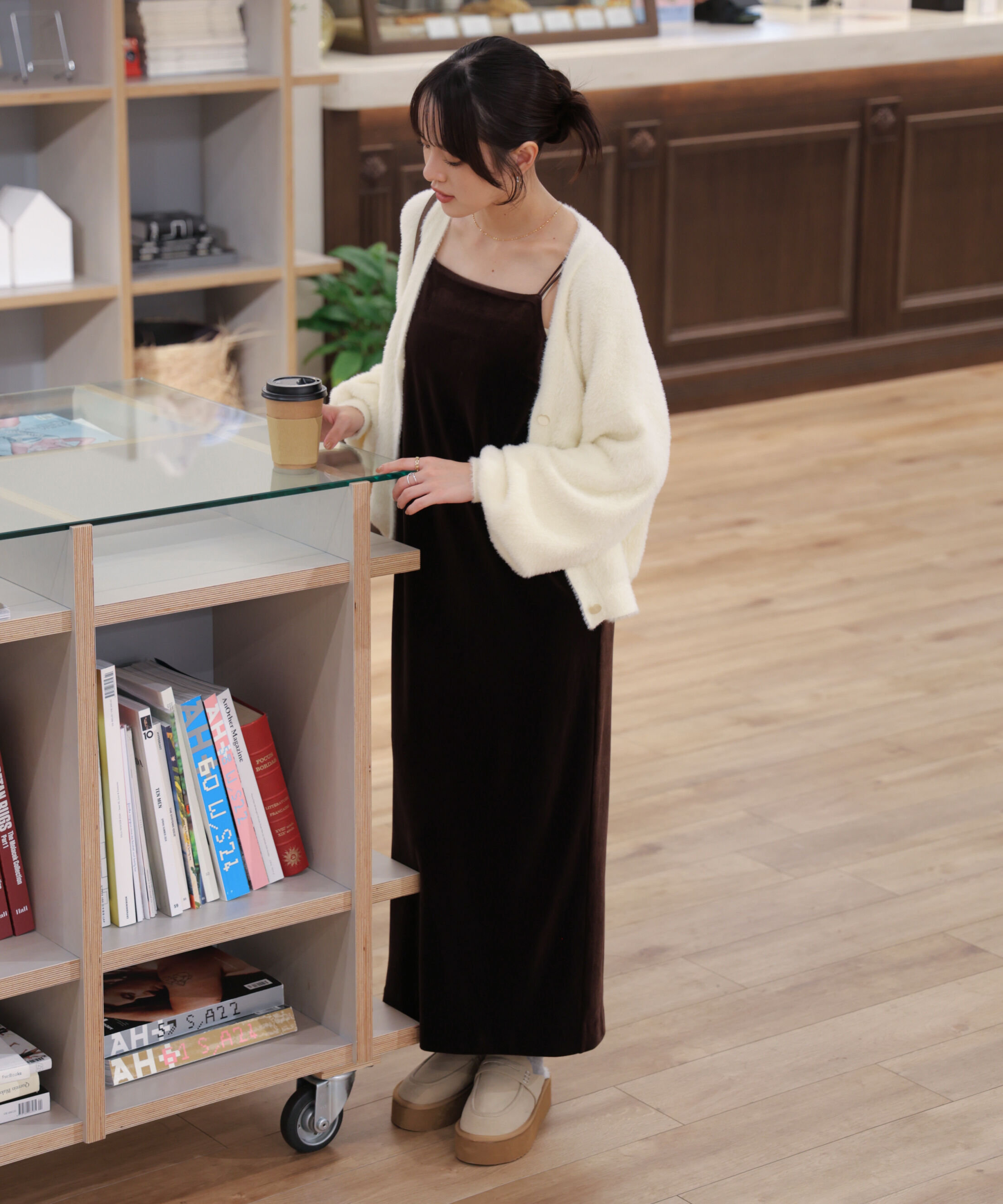  「2ストラップベロアキャミワンピース」|ワンピース|