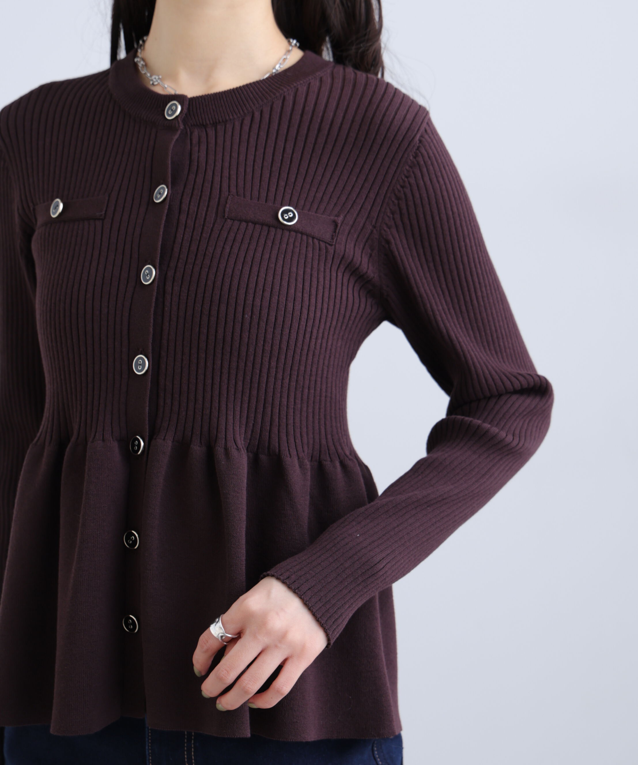  「〈MFM〉ペプラムニットカーディガン」|ニット・セーター|