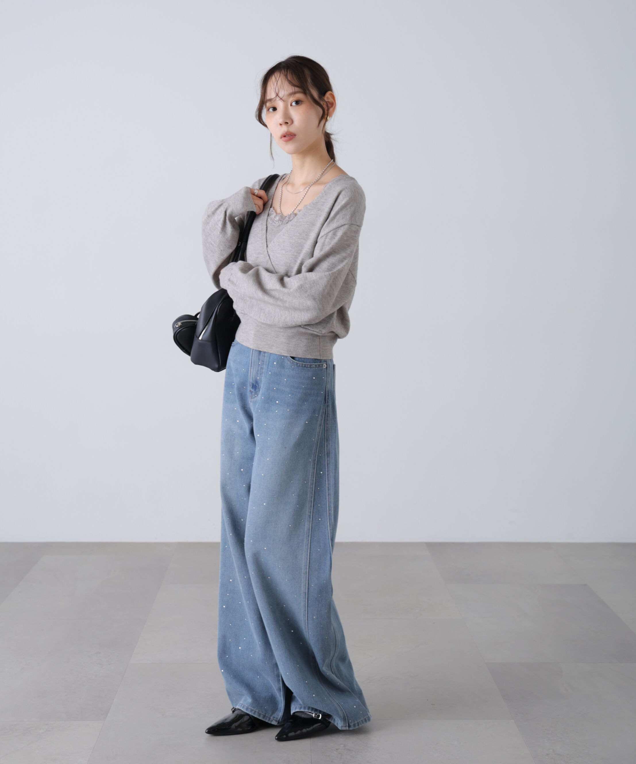  「レースドッキングカシュクールニット」|ニット・セーター|