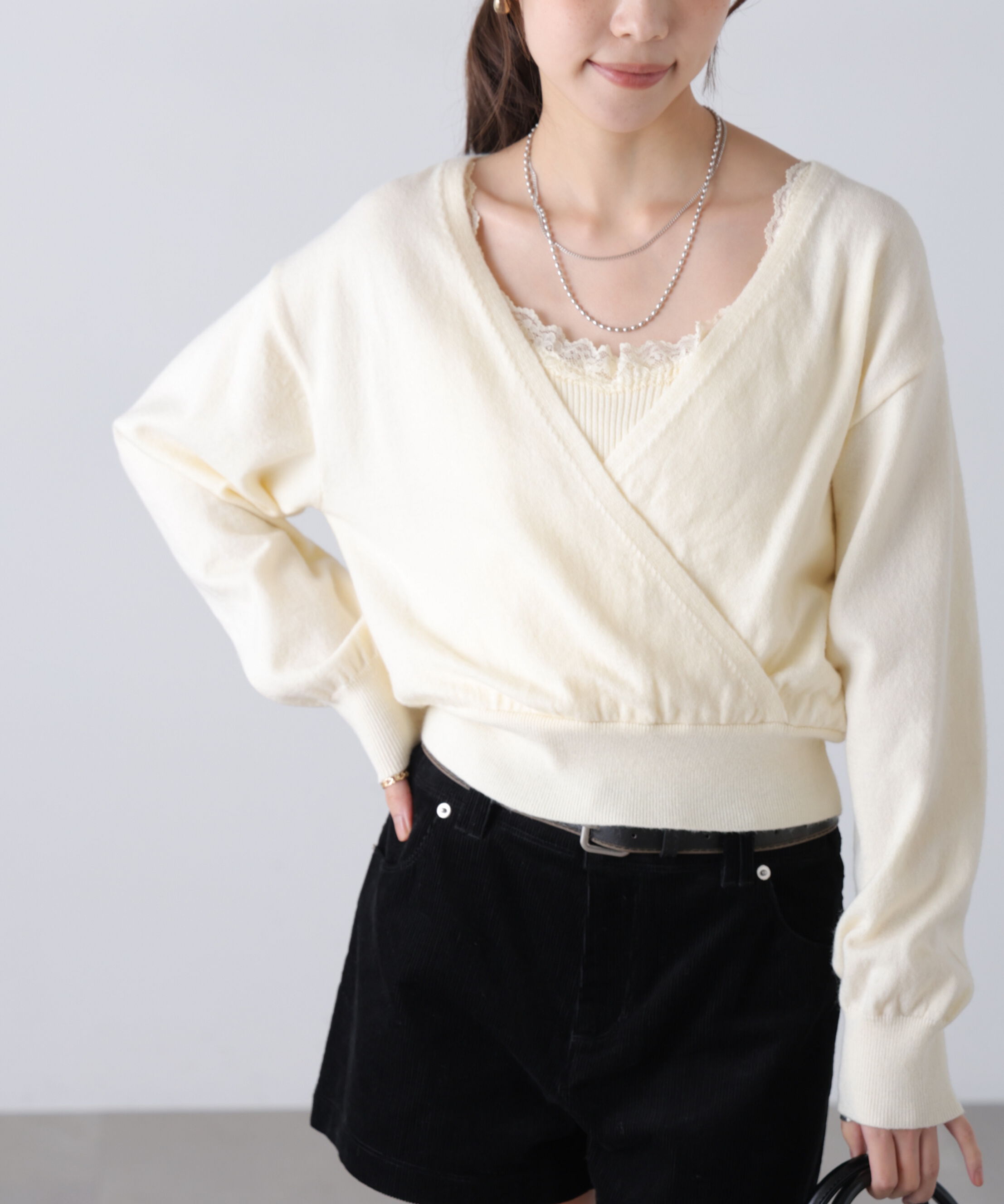  「レースドッキングカシュクールニット」|ニット・セーター|