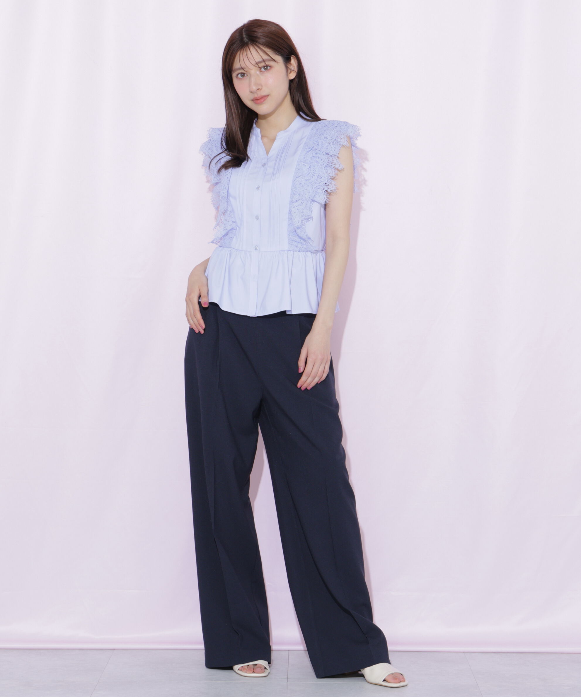  「ドライタッチワイドパンツ」|その他|ネイビー