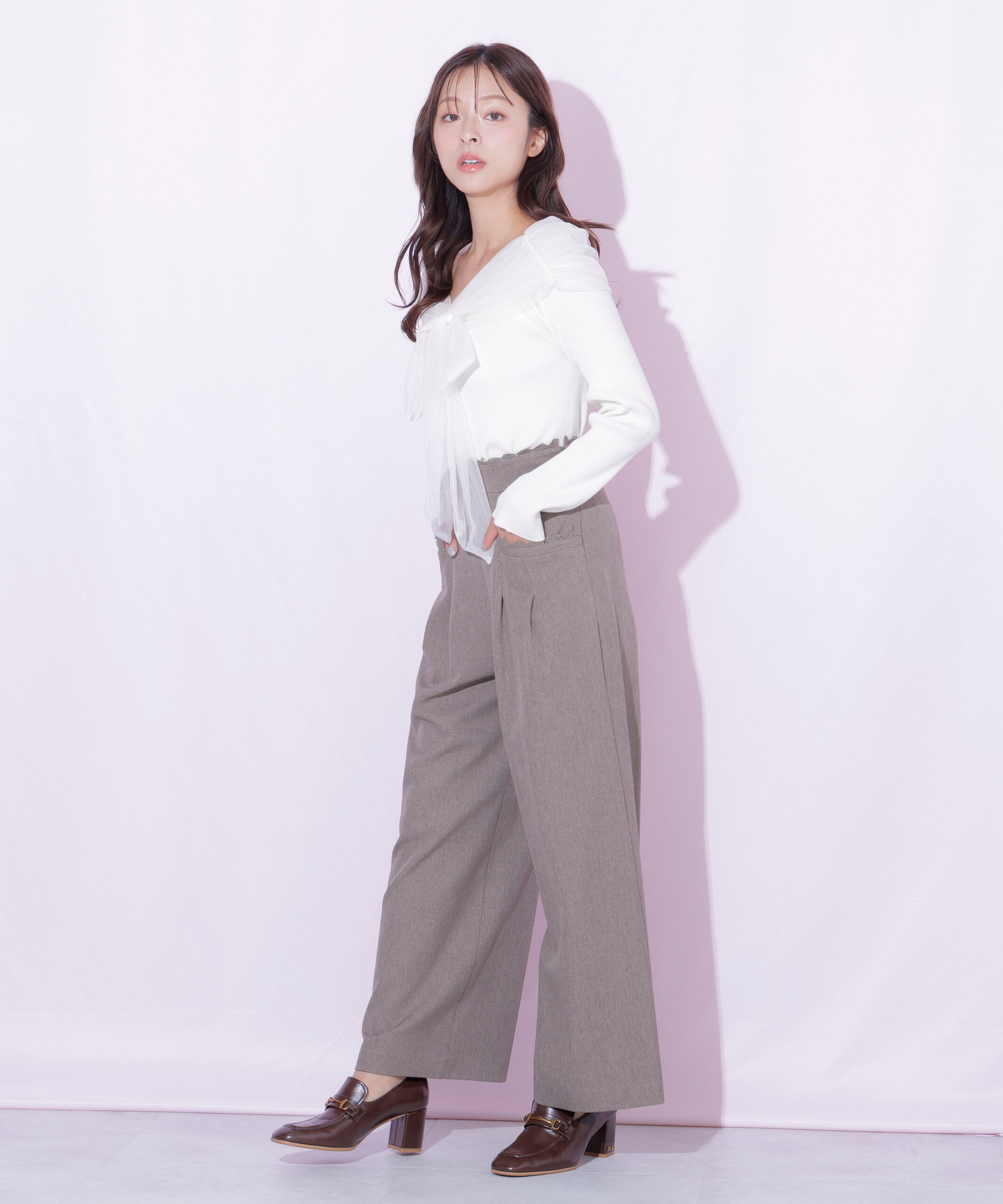  「スカラップレースワイドパンツ」|その他|