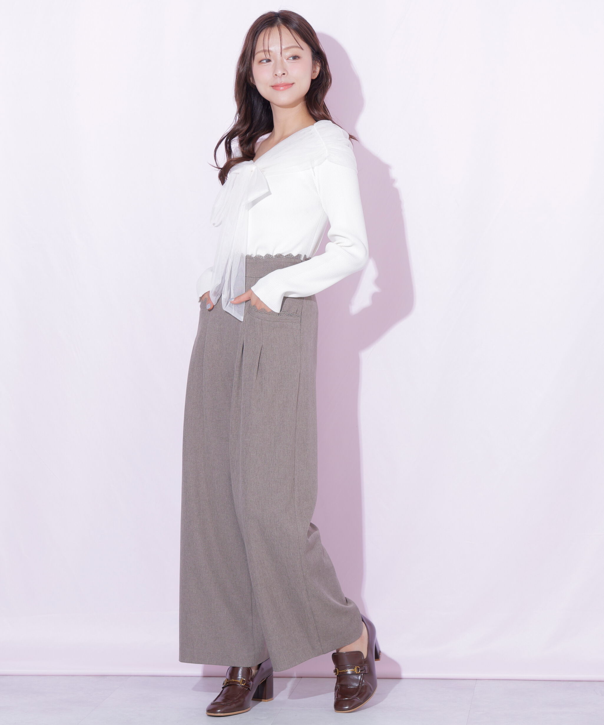  「スカラップレースワイドパンツ」|その他|