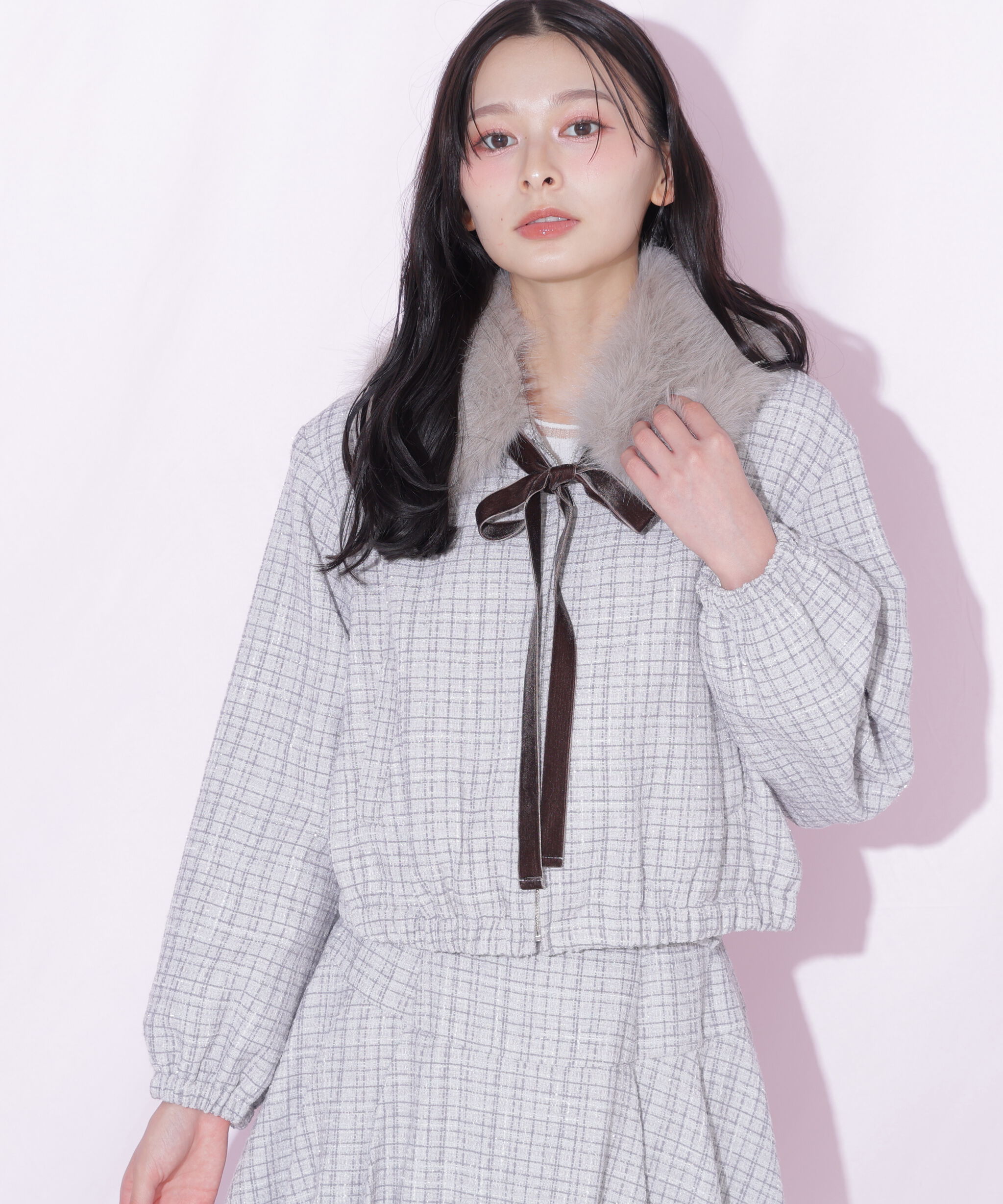  「＜セットアップ対応＞ツイードファーティペットブルゾン 26AW」|その他|グレー