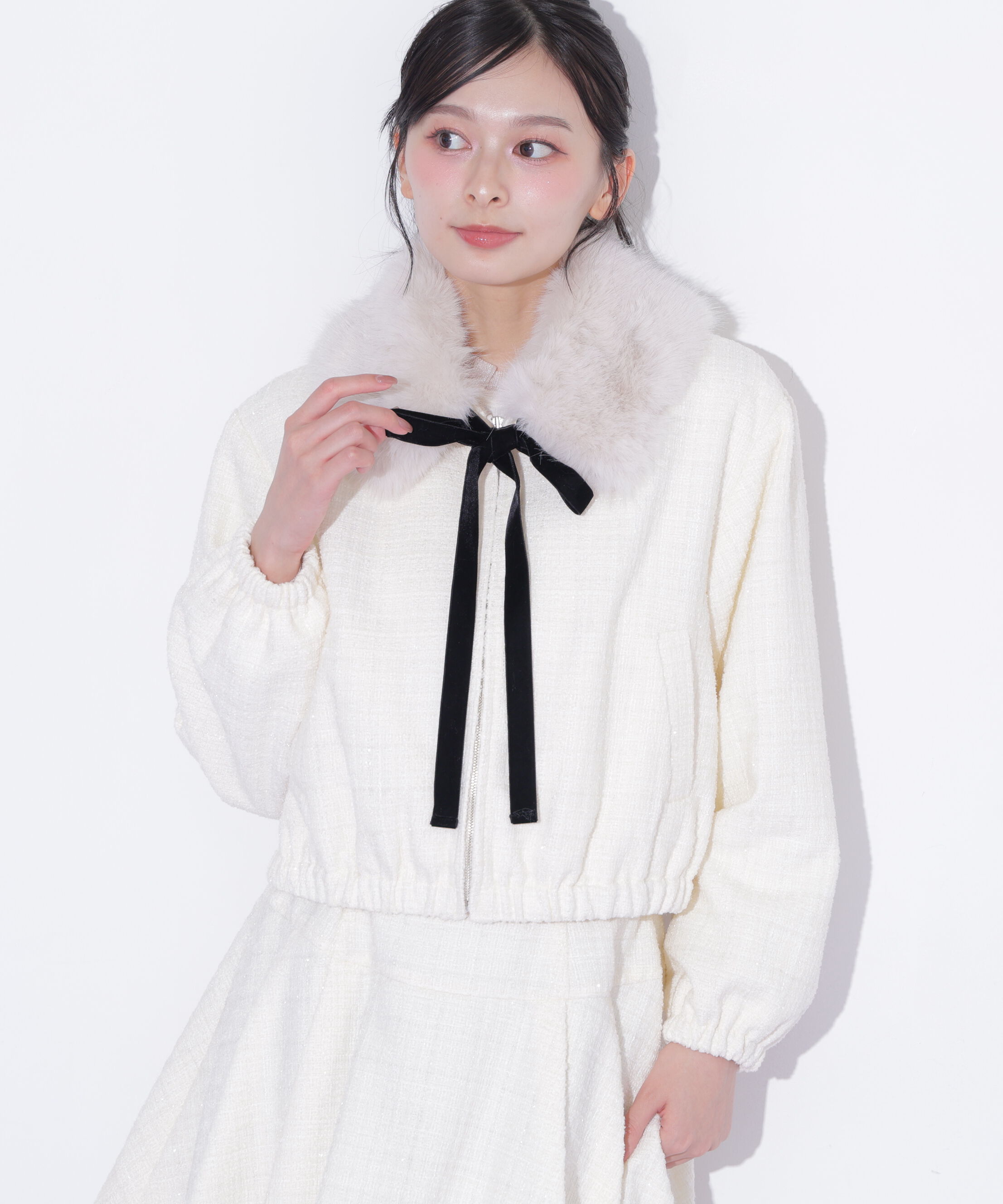  「＜セットアップ対応＞ツイードファーティペットブルゾン 26AW」|その他|ホワイト