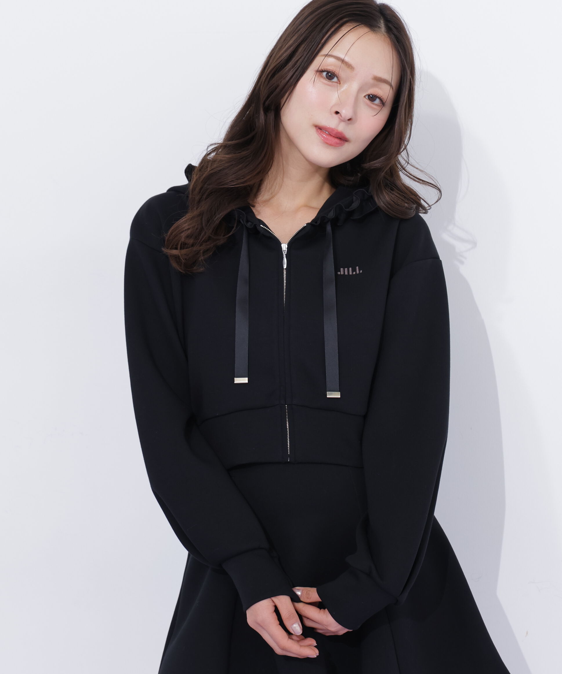  「ダイバーセットアップ　フリルパーカー」|Tシャツ・カットソー|ブラック