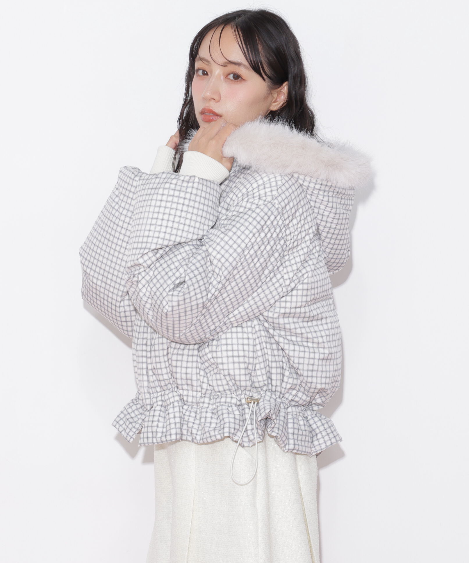  「フェイクファー付きペプラムショートダウン 26AW」|その他|