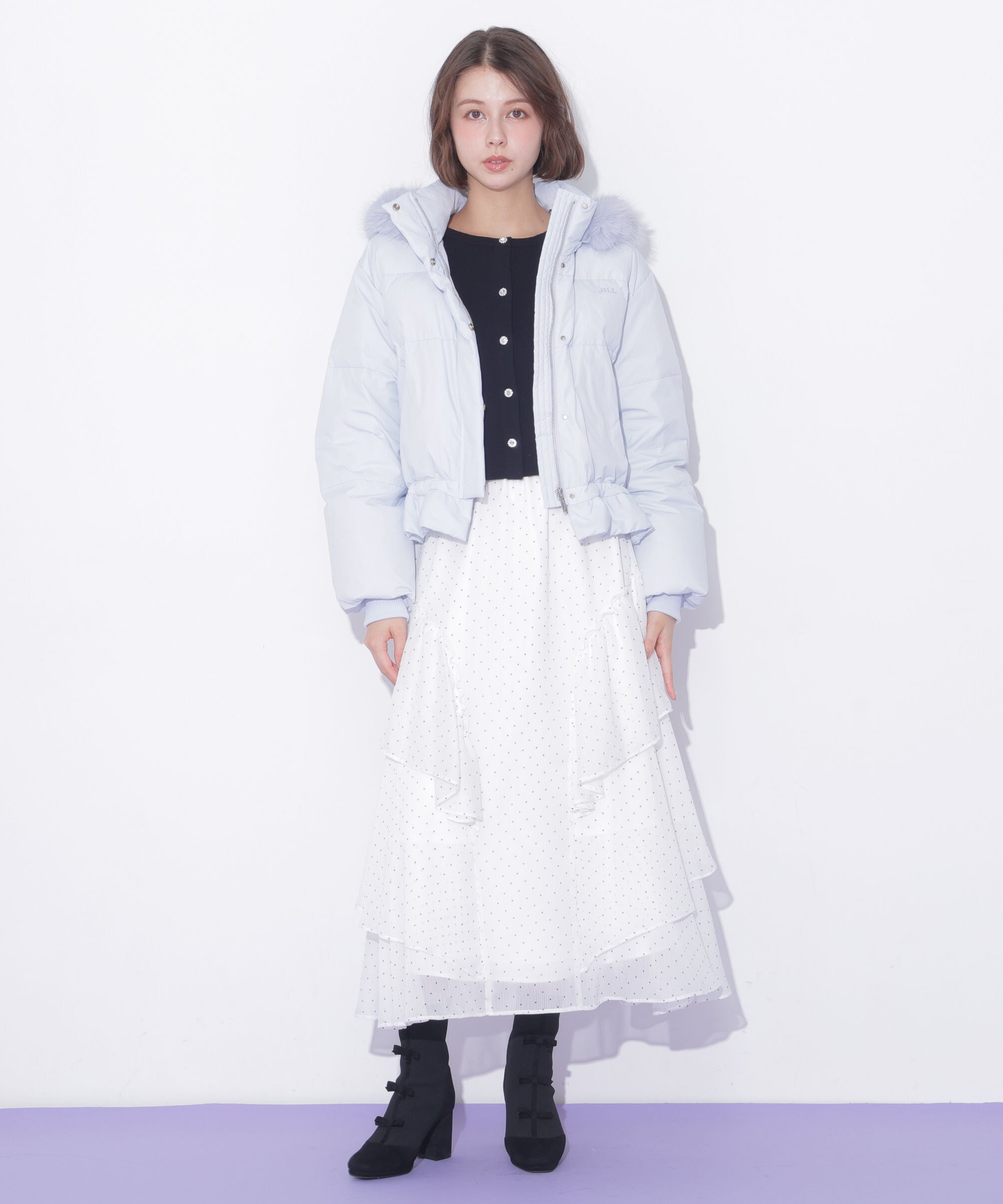  「フェイクファー付きペプラムショートダウン 26AW」|その他|