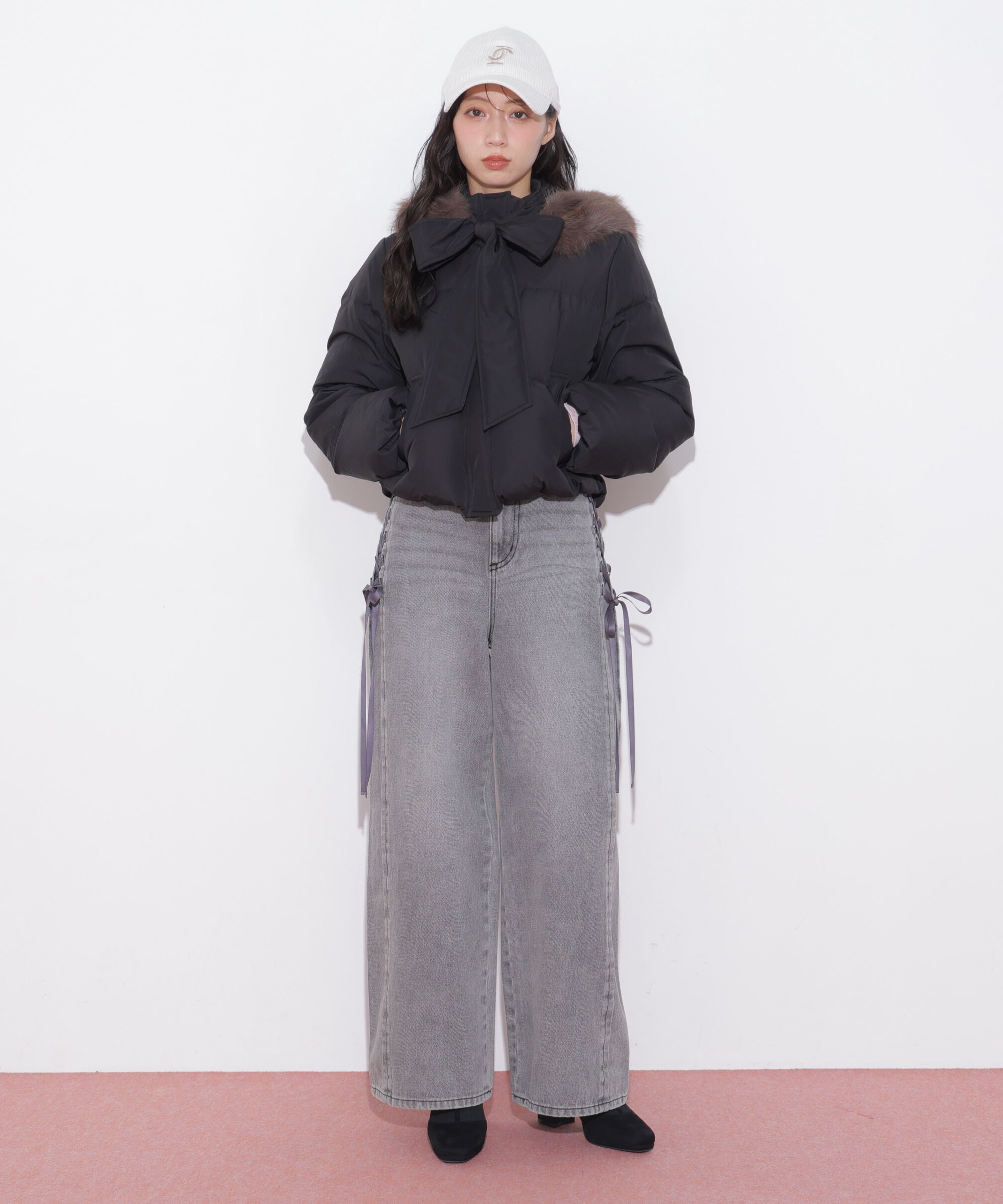  「レースダウンワイドデニムパンツ」|その他|