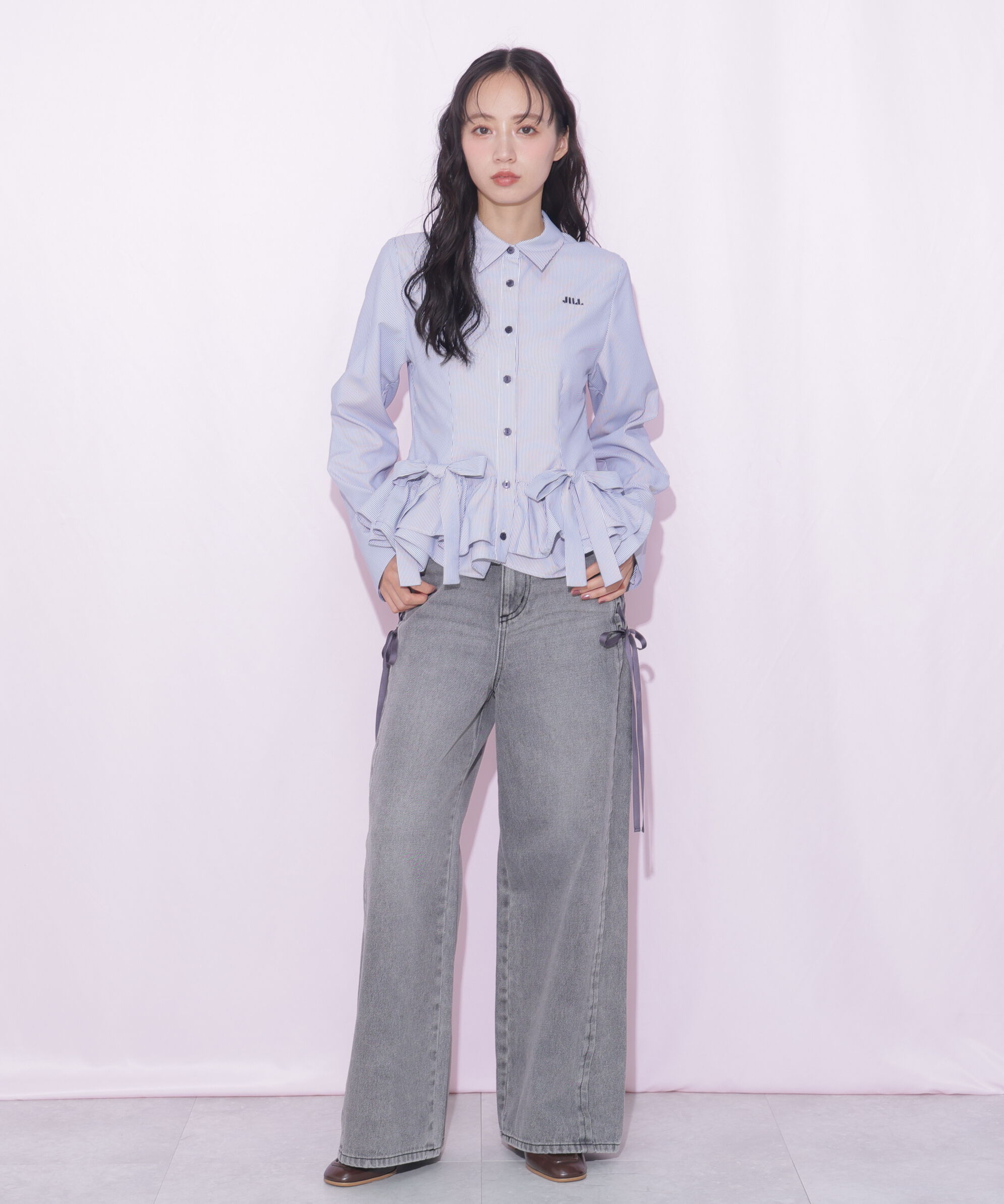  「レースダウンワイドデニムパンツ」|その他|