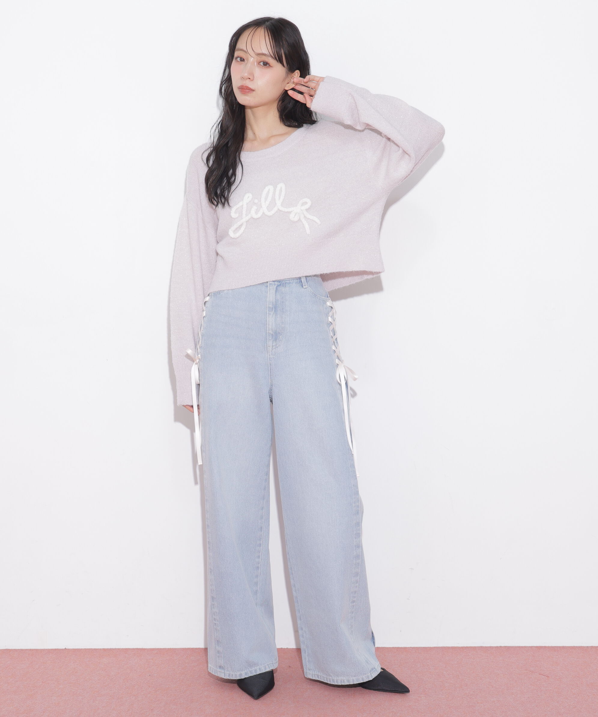  「レースダウンワイドデニムパンツ」|その他|