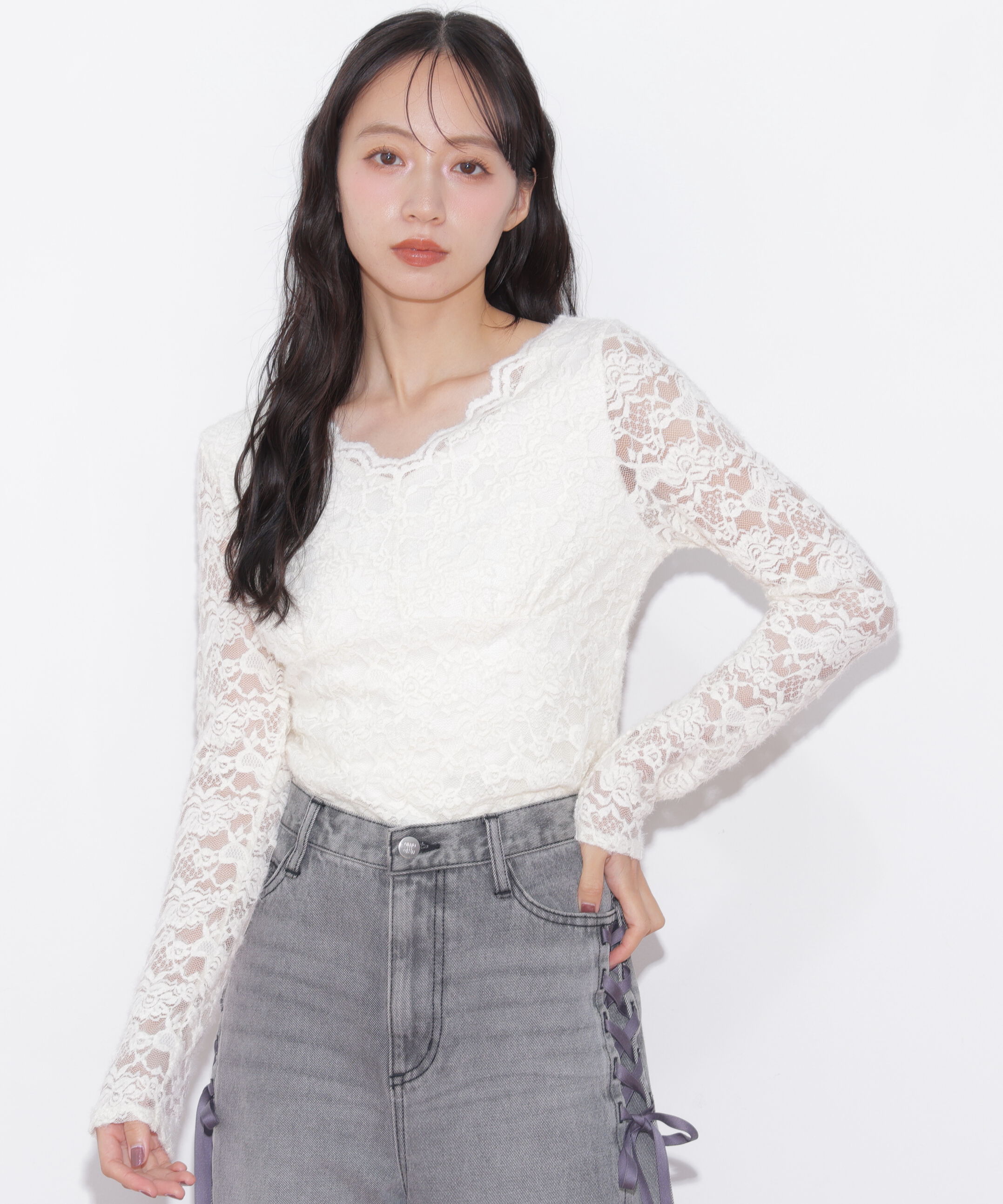  「スカラップレーストップス」|Tシャツ・カットソー|