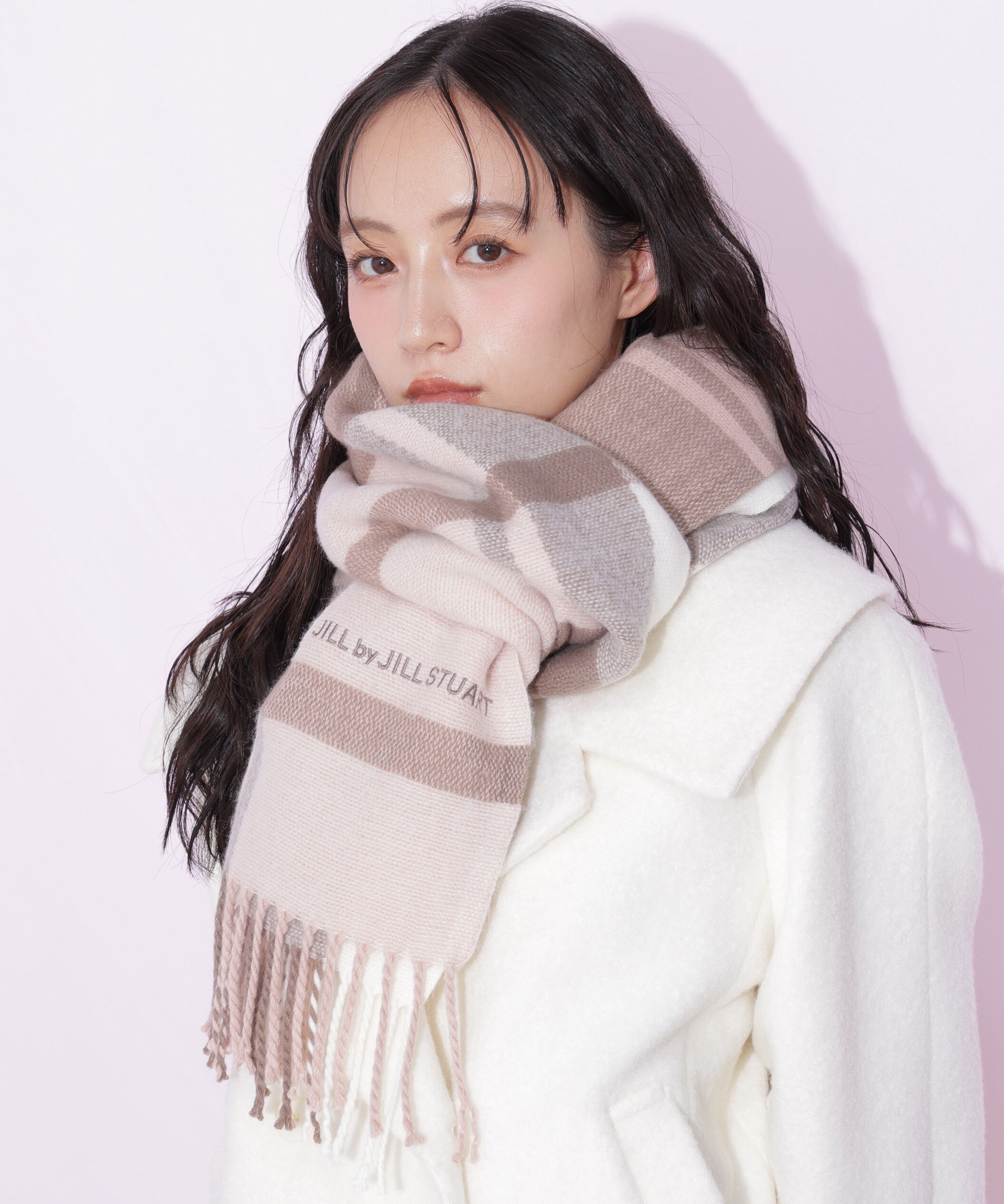  「エンブロイダリーロゴチェックストール／マフラー」|バンダナ・スカーフ|