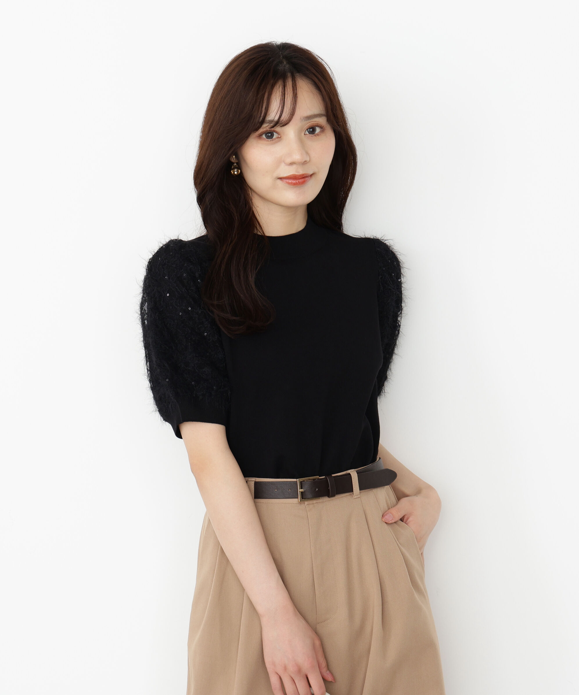 PROPORTION BODY DRESSING「レースドッキングスリーブニット 25AW」|ニット・セーター|