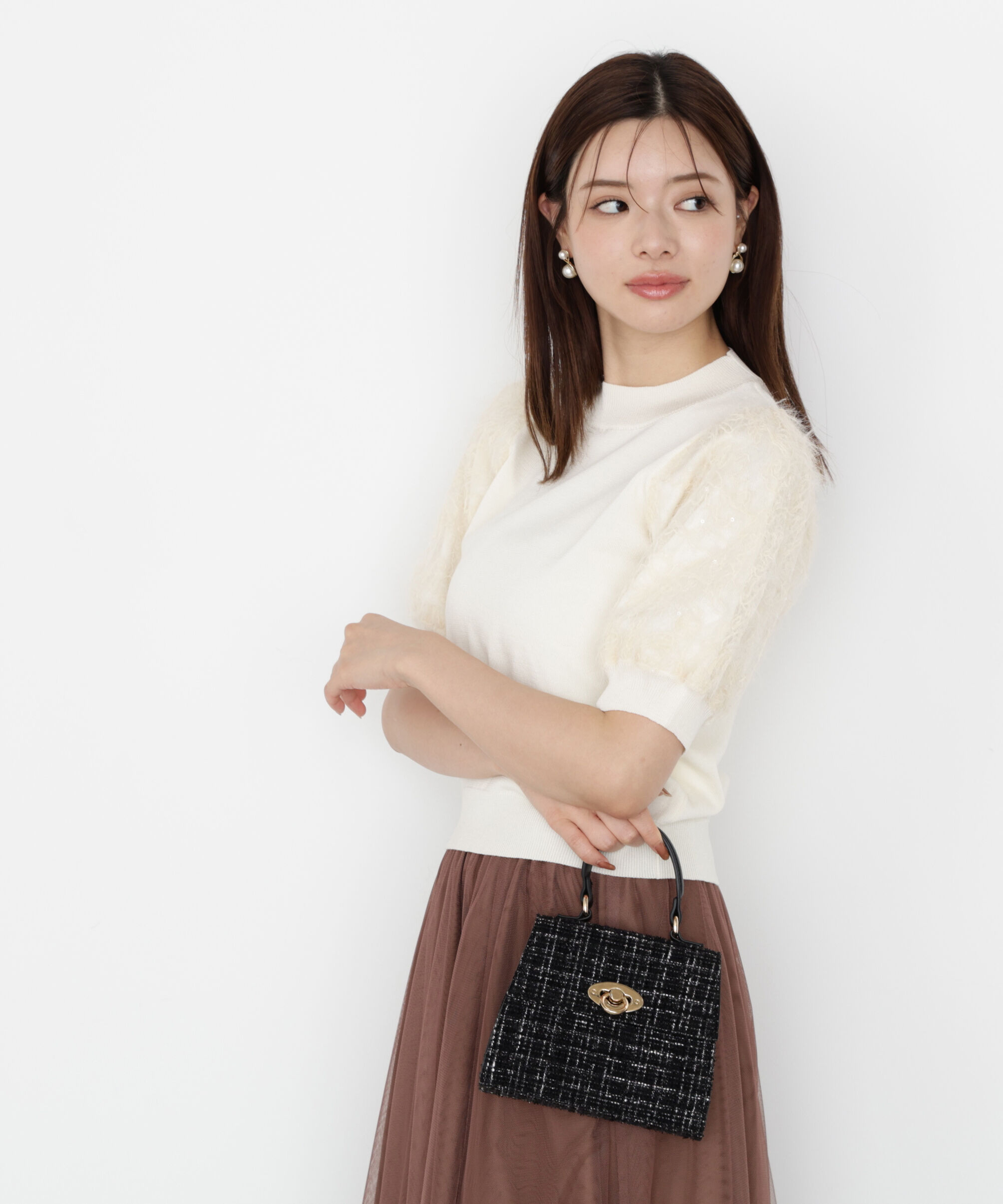 PROPORTION BODY DRESSING「レースドッキングスリーブニット 25AW」|ニット・セーター|