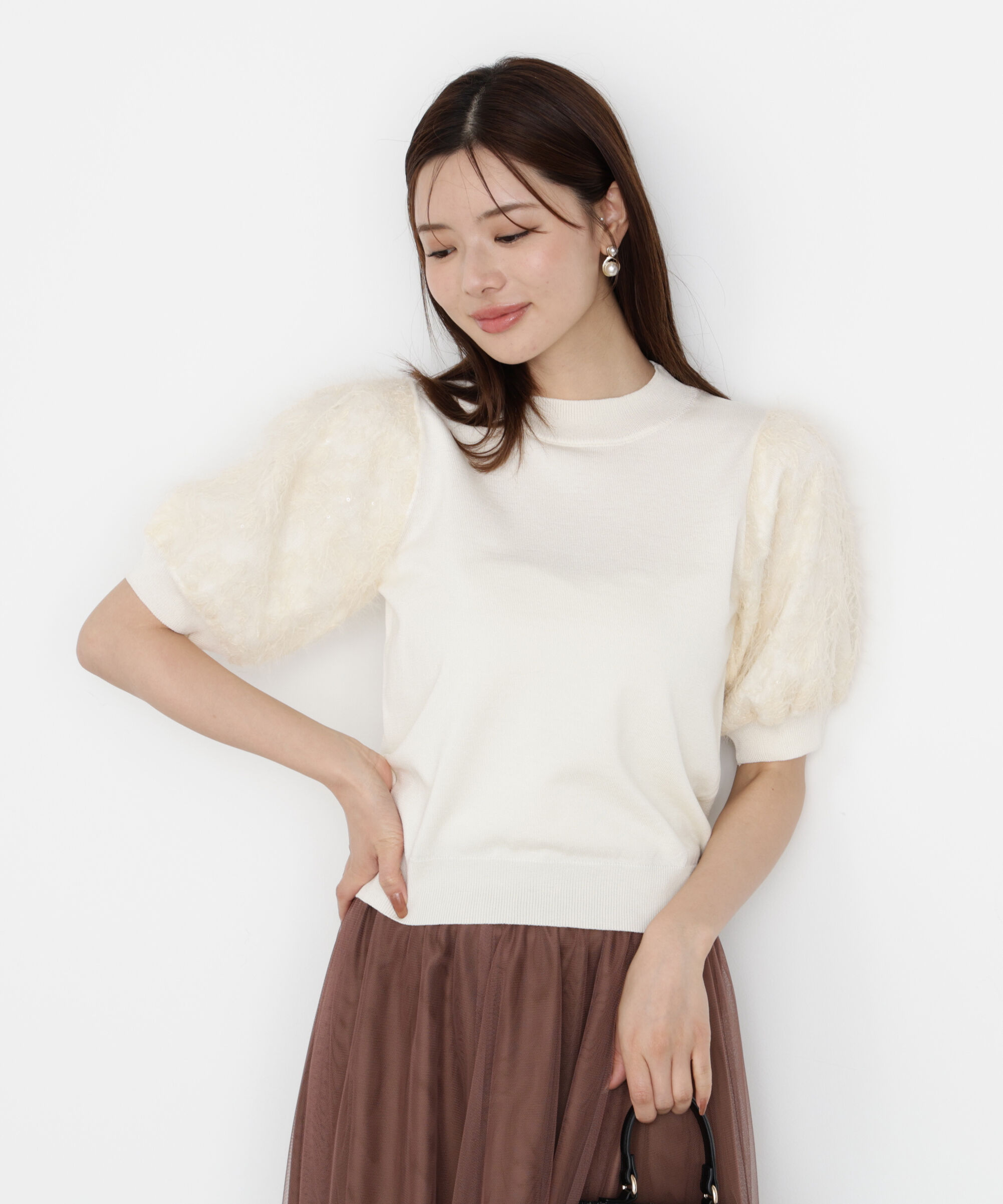 PROPORTION BODY DRESSING「レースドッキングスリーブニット 25AW」|ニット・セーター|