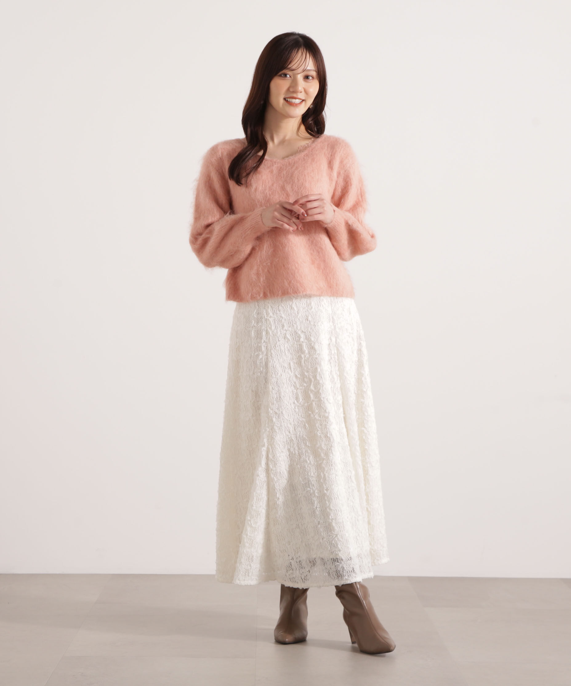 PROPORTION BODY DRESSING「襟元レースニットトップ 25AW」|ニット・セーター|