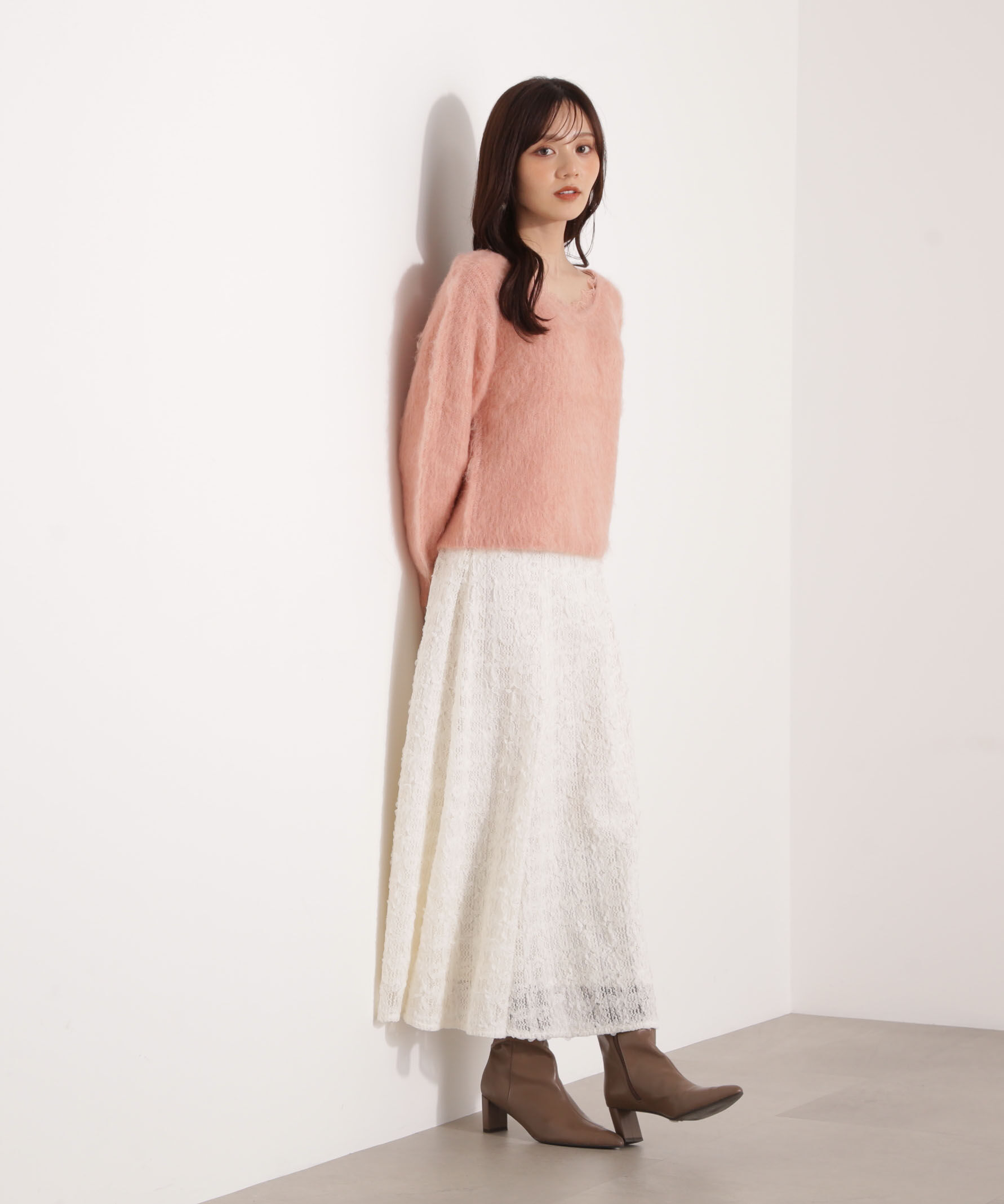 PROPORTION BODY DRESSING「襟元レースニットトップ 25AW」|ニット・セーター|