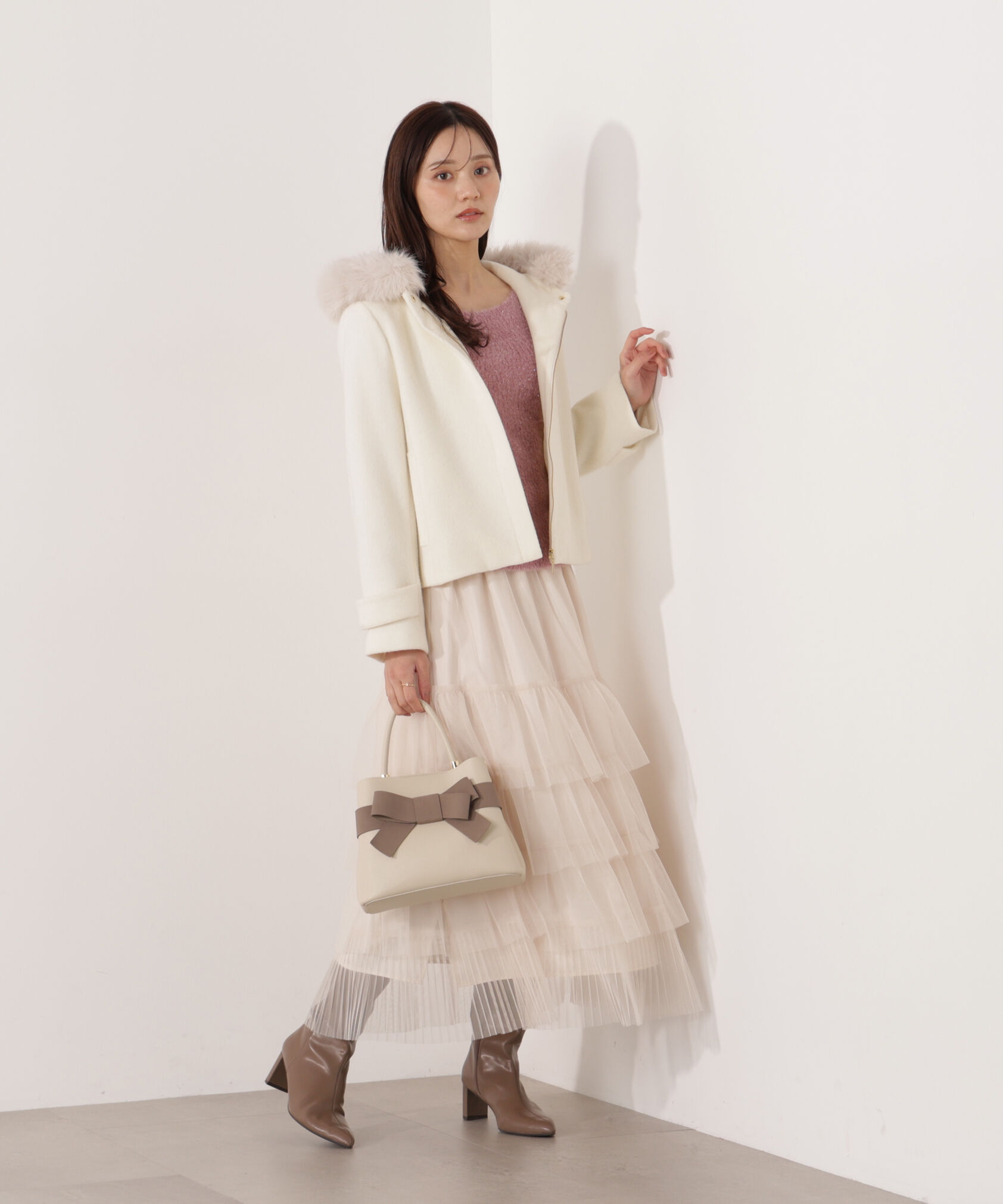 PROPORTION BODY DRESSING「ラメフェザーボートネックニット 26SS」|ニット・セーター|