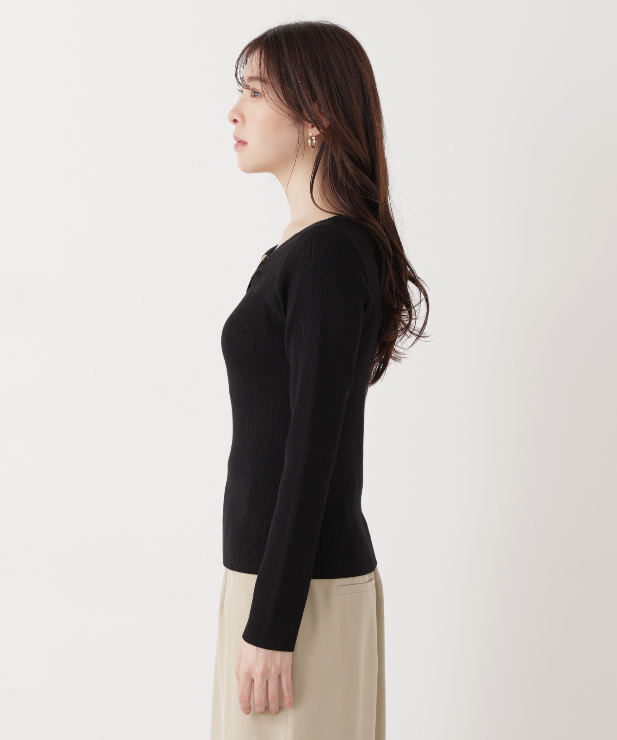 PROPORTION BODY DRESSING「バー付きアシメリブニット　　26SS」|ニット・セーター|