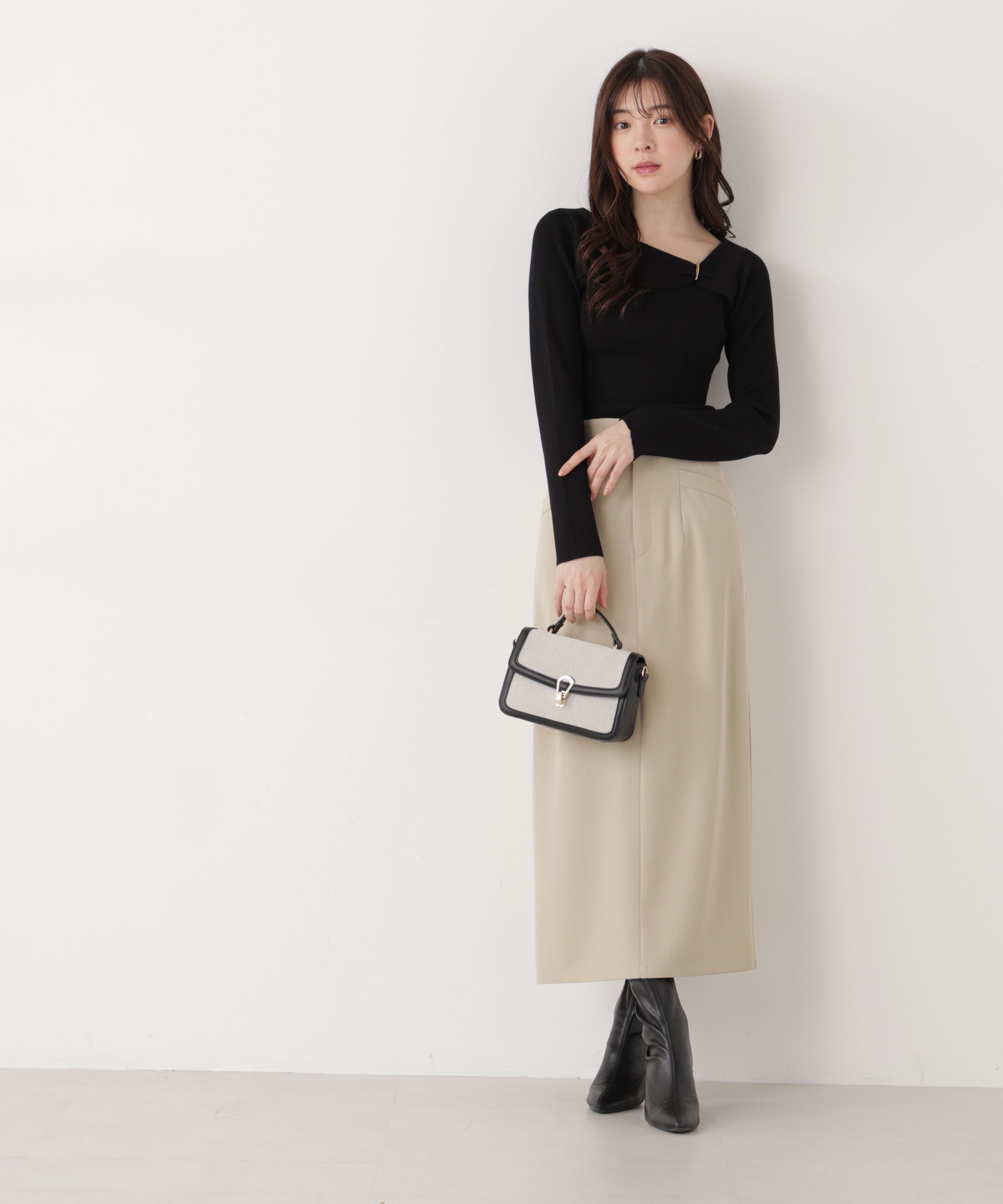 PROPORTION BODY DRESSING「バー付きアシメリブニット　　26SS」|ニット・セーター|