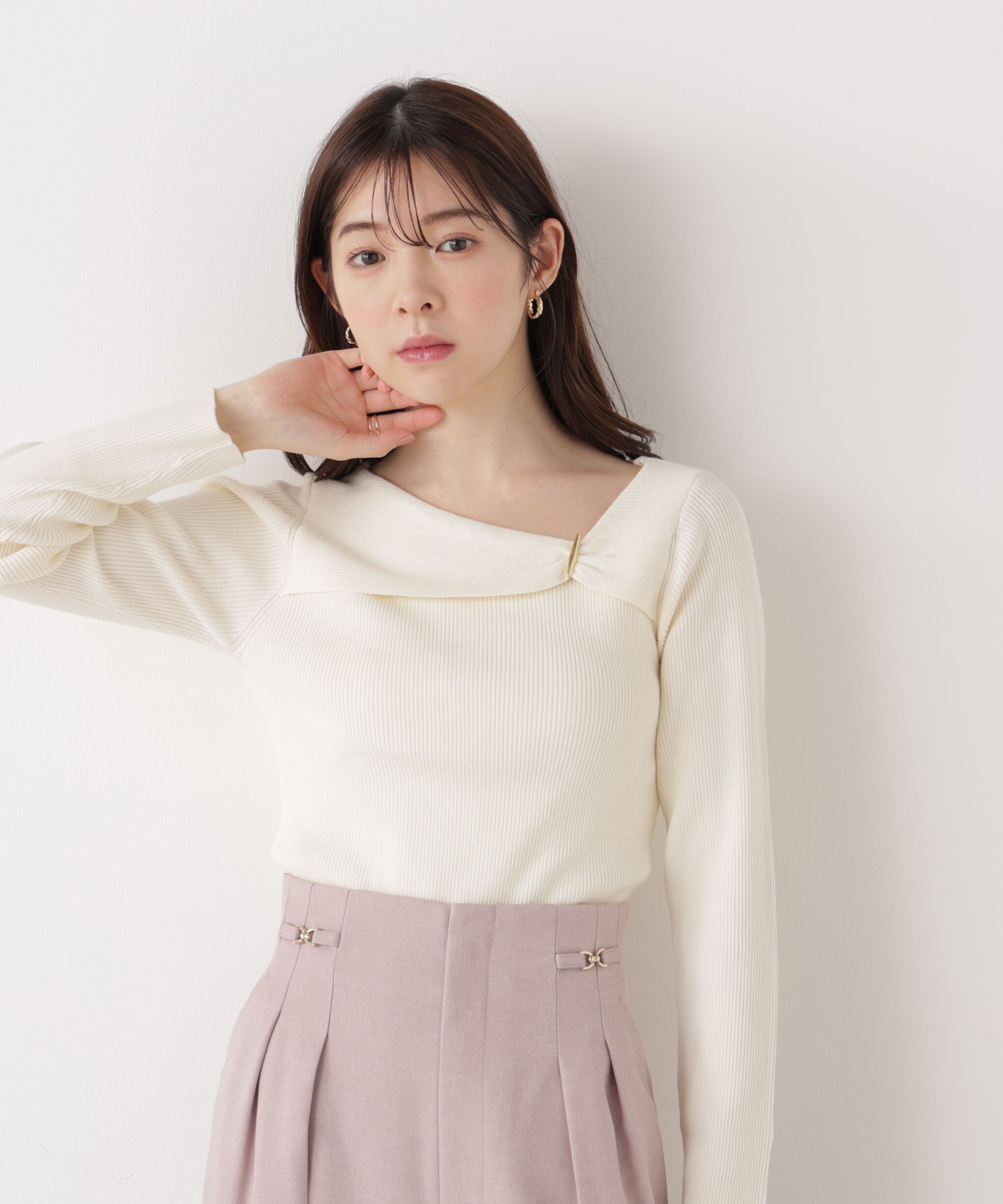 PROPORTION BODY DRESSING「バー付きアシメリブニット　　26SS」|ニット・セーター|