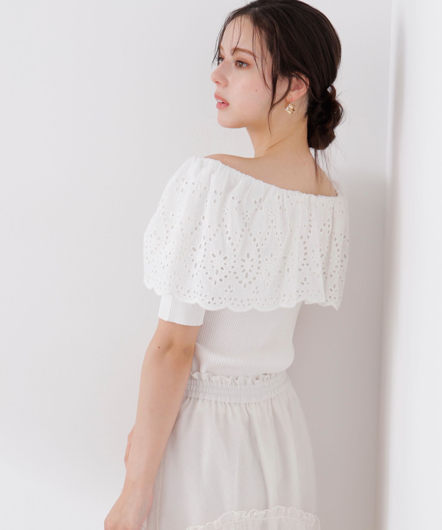 PROPORTION BODY DRESSING「スカラップレースオフショルニット　26SS」|ニット・セーター|