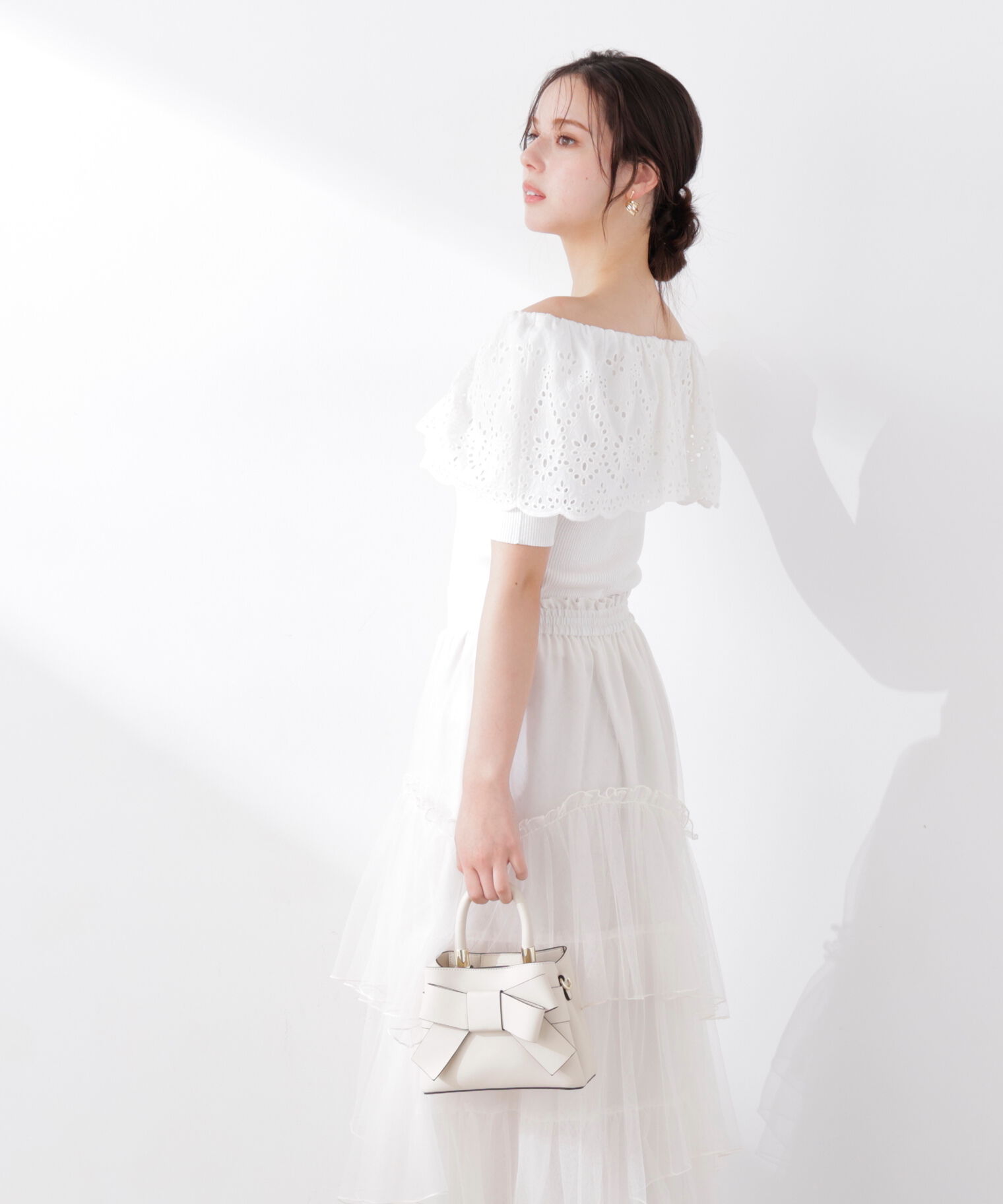 PROPORTION BODY DRESSING「スカラップレースオフショルニット　26SS」|ニット・セーター|
