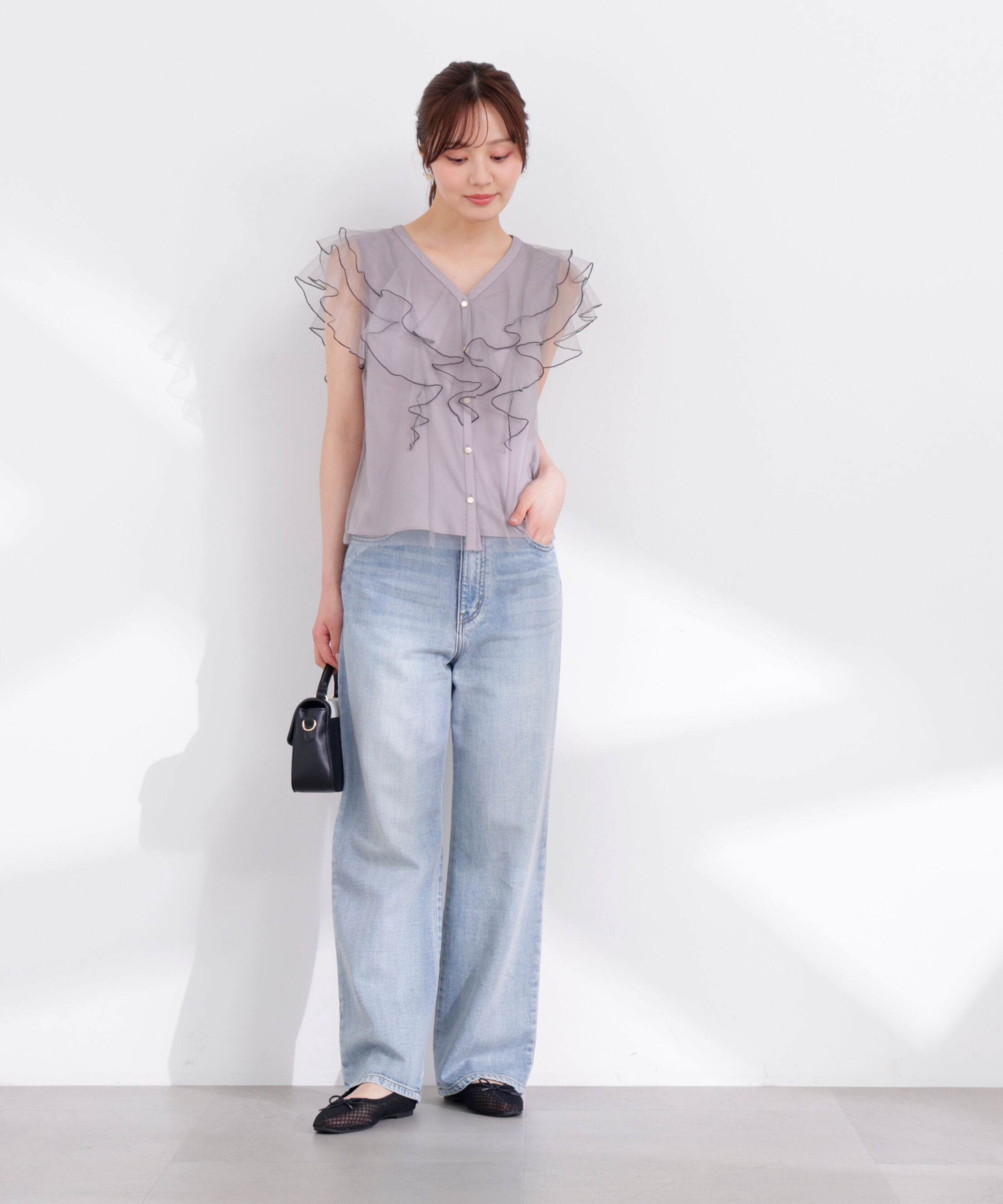PROPORTION BODY DRESSING「チュールラッフルブラウス 26SS」|シャツ・ブラウス|
