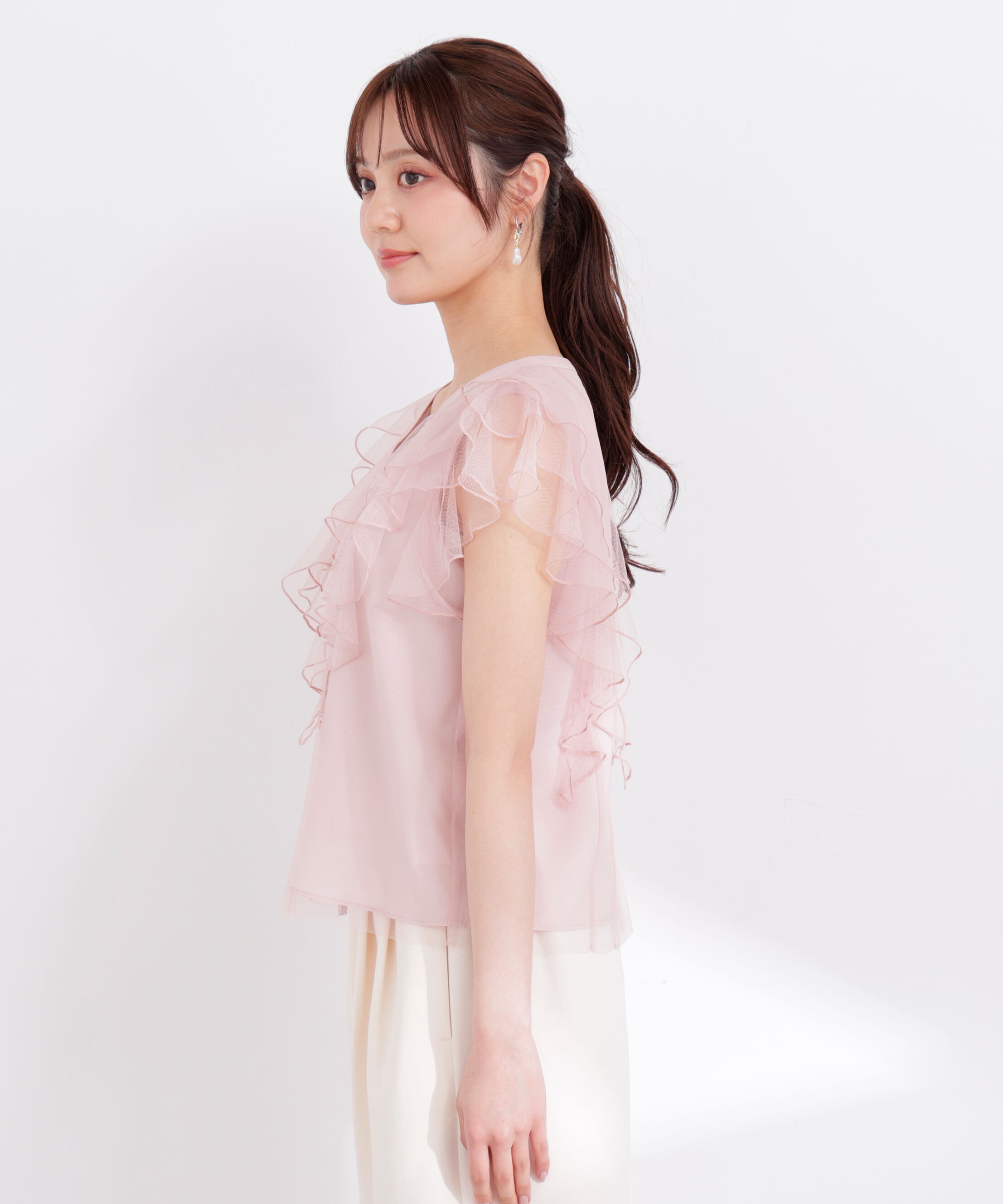 PROPORTION BODY DRESSING「チュールラッフルブラウス 26SS」|シャツ・ブラウス|