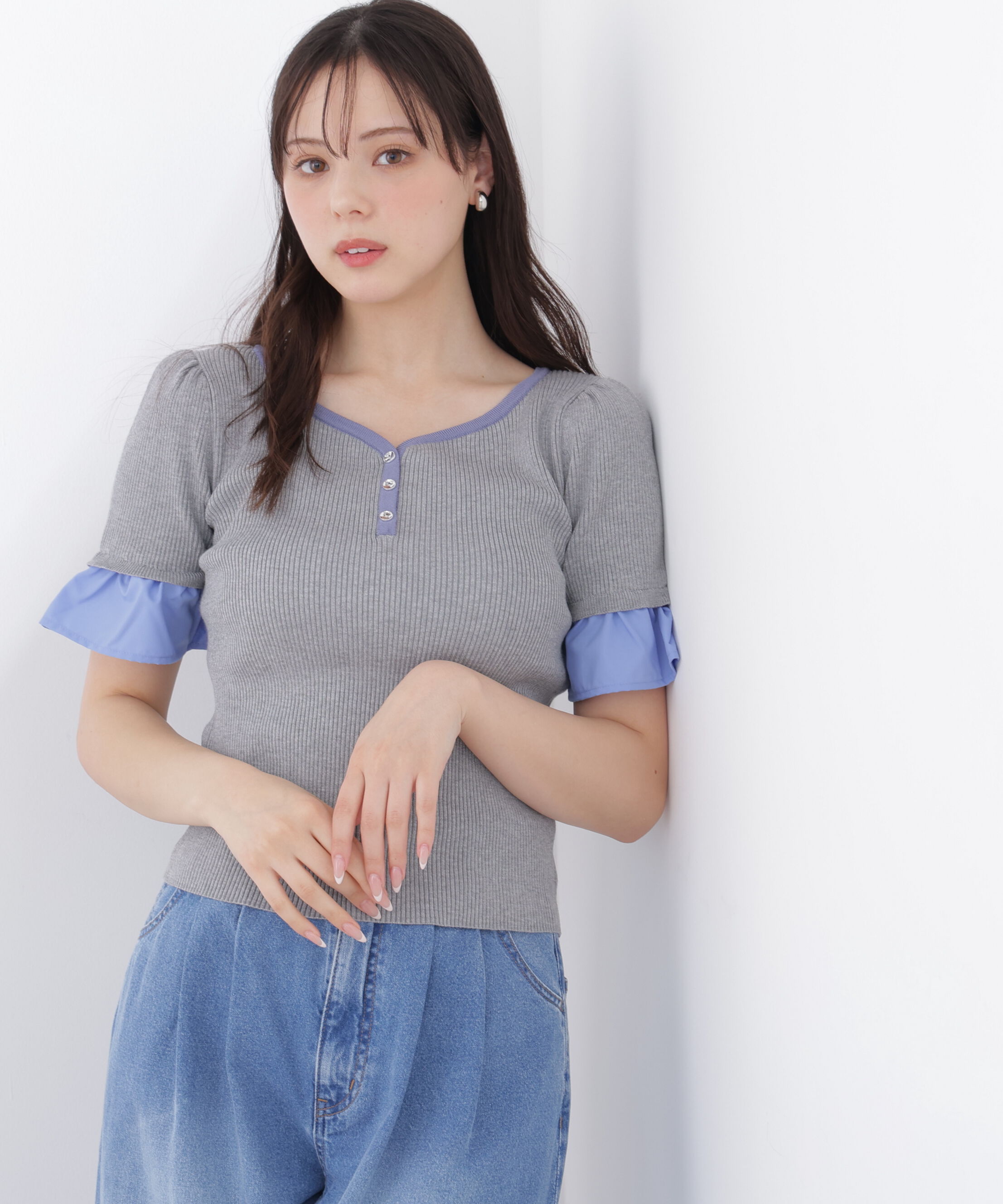 PROPORTION BODY DRESSING「異素材ハーフスリーブニット」|ニット・セーター|