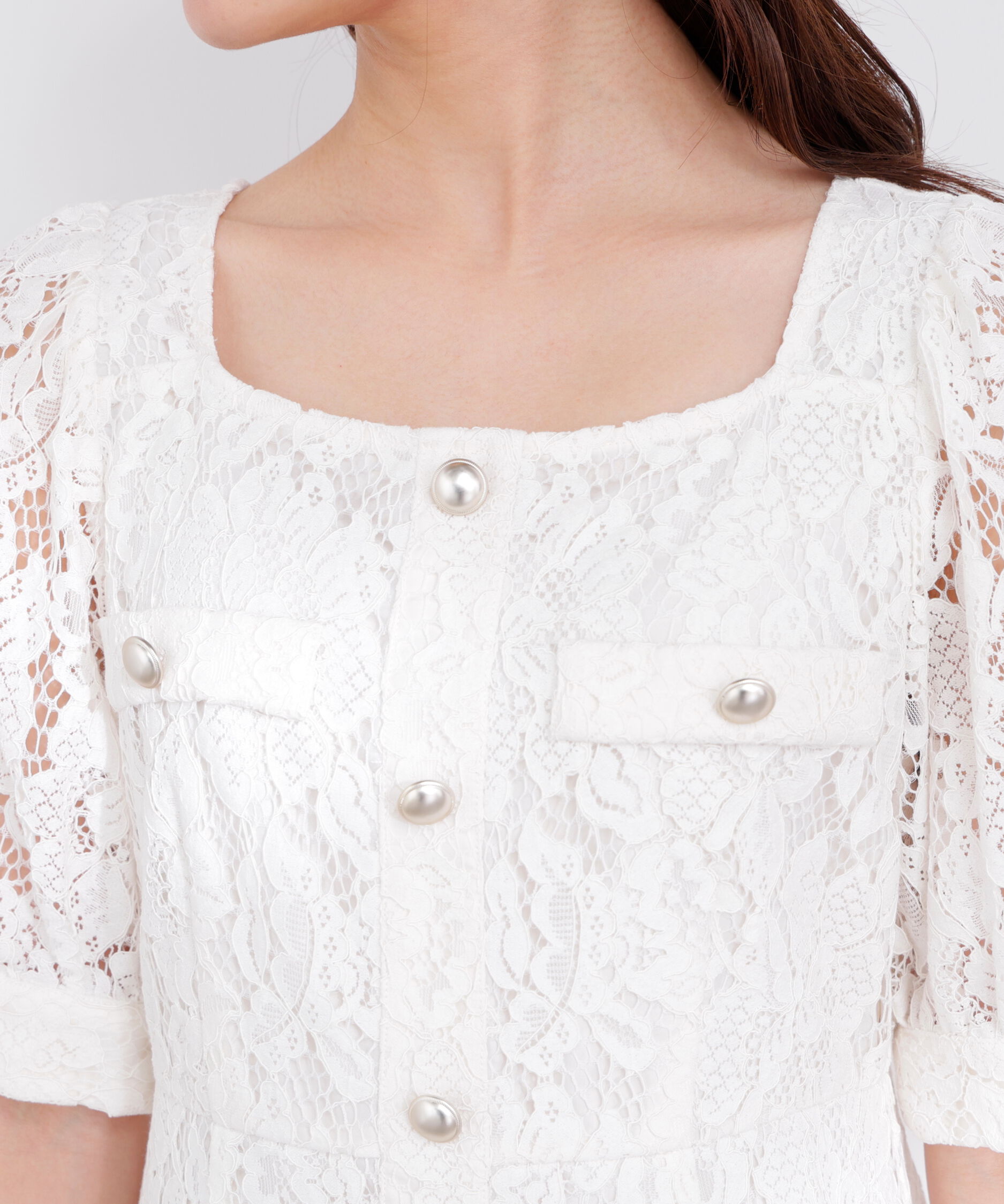 PROPORTION BODY DRESSING「フロントボタンレースワンピース 26SS」|ワンピース|