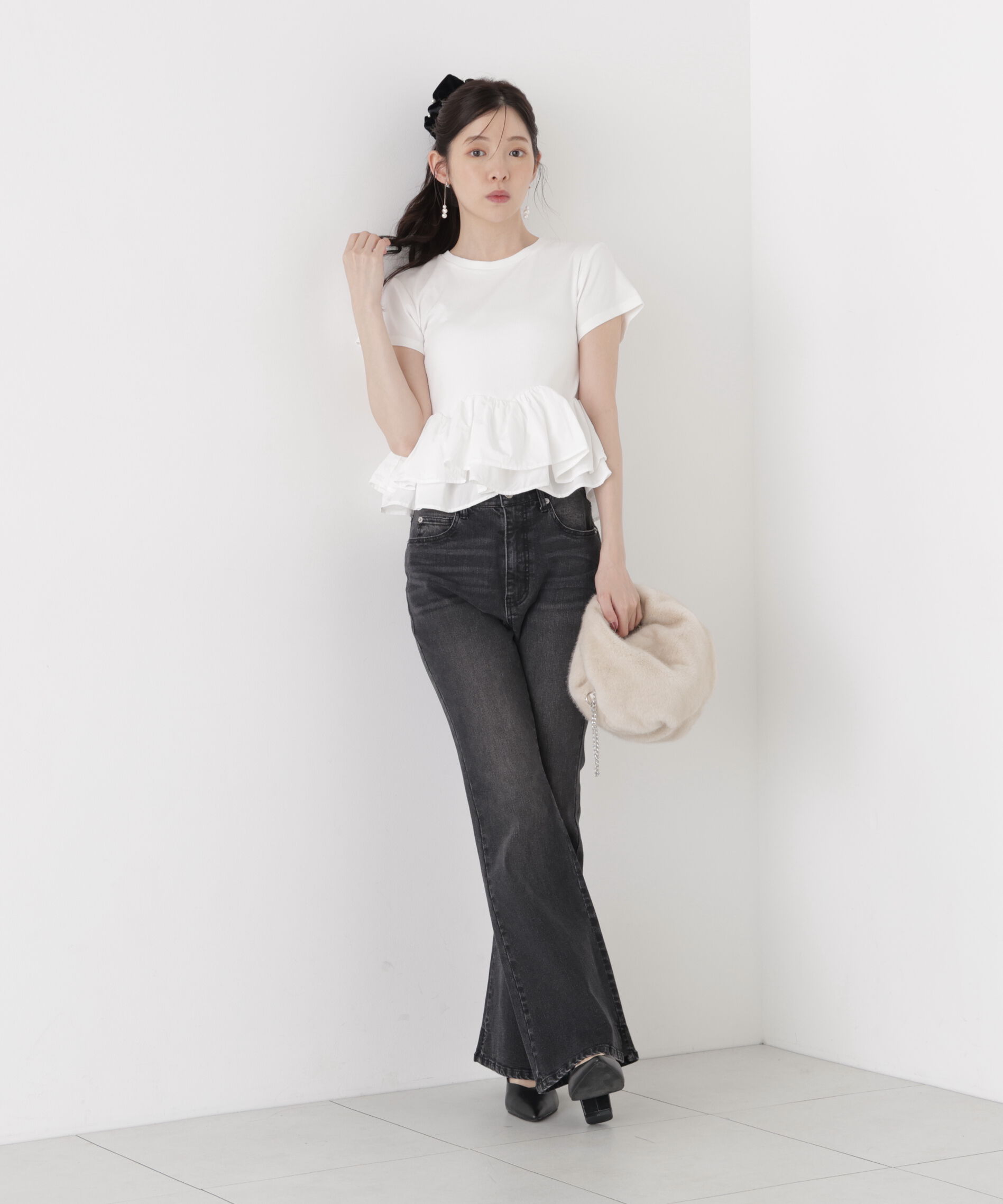 PROPORTION BODY DRESSING「〈a/mie〉ホイップフリルTシャツ 26AW」|Tシャツ・カットソー|