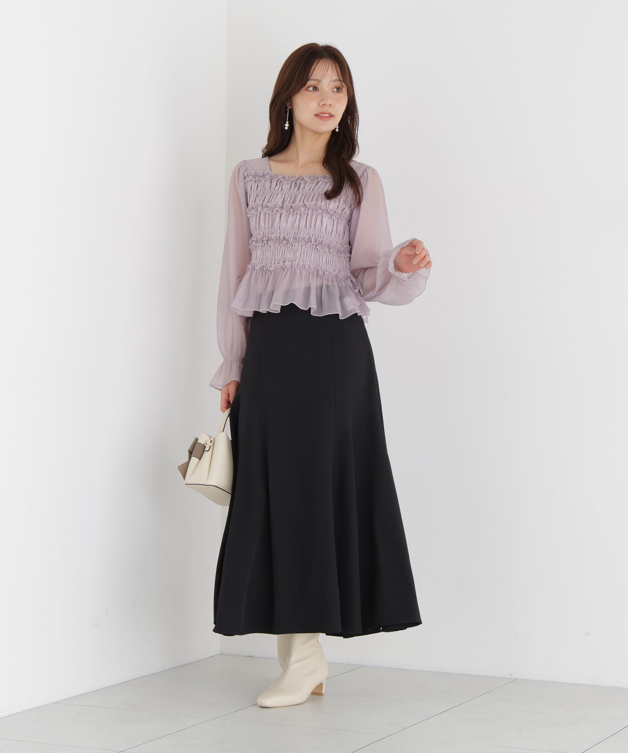 PROPORTION BODY DRESSING「アシメ切替スカート」|スカート|ブラック