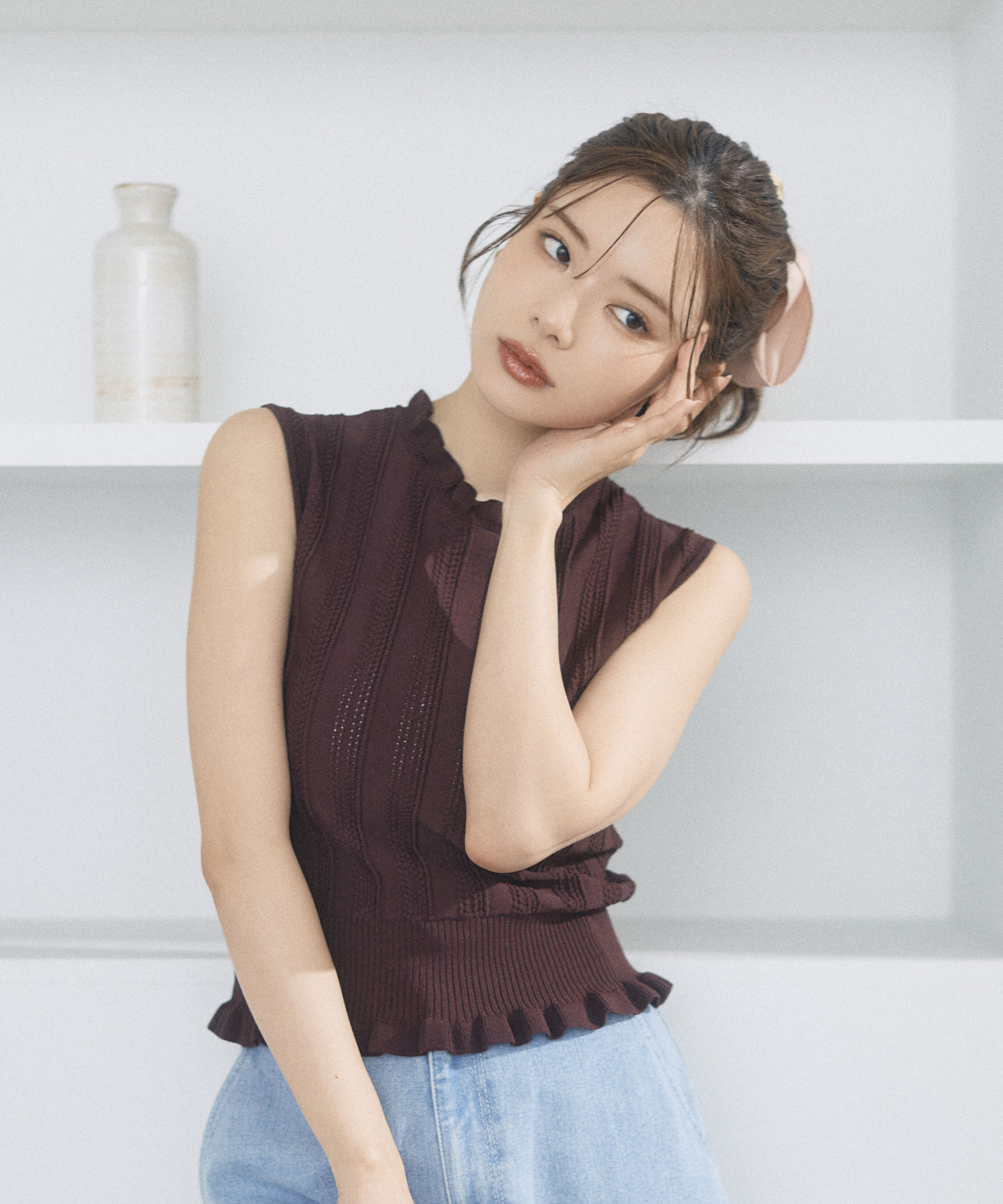 PROPORTION BODY DRESSING「レース編みノースリーブニット」|ニット・セーター|ブラウン