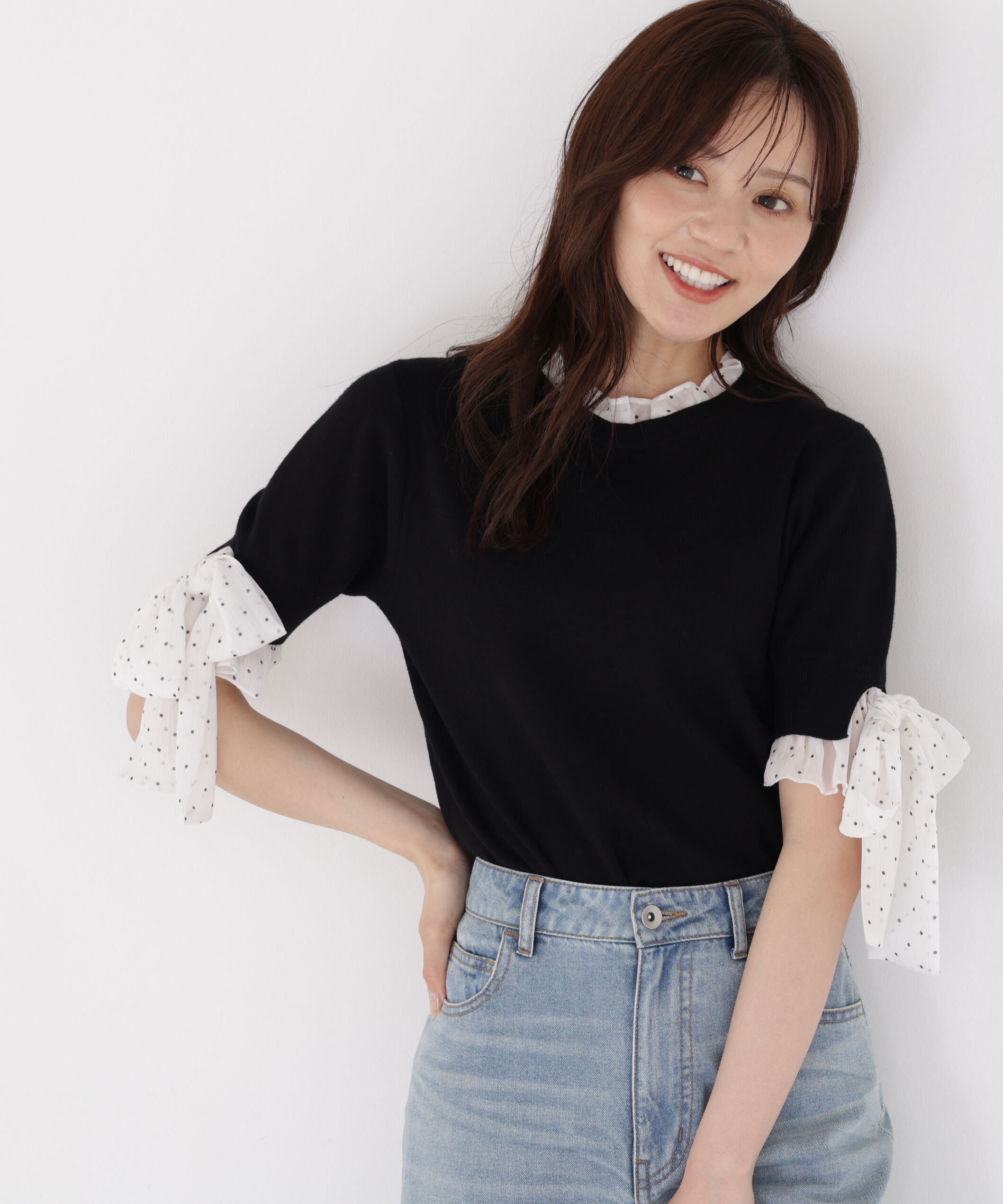 PROPORTION BODY DRESSING「リボンドッキングニット 26AW」|ニット・セーター|