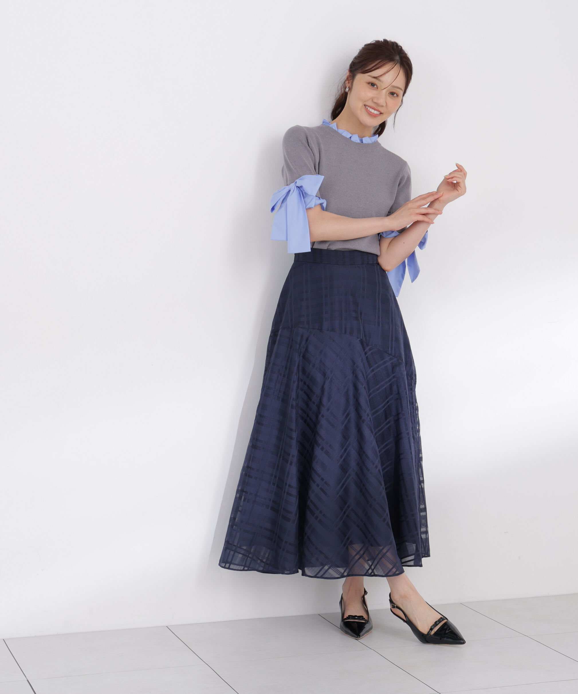 PROPORTION BODY DRESSING「リボンドッキングニット 26AW」|ニット・セーター|