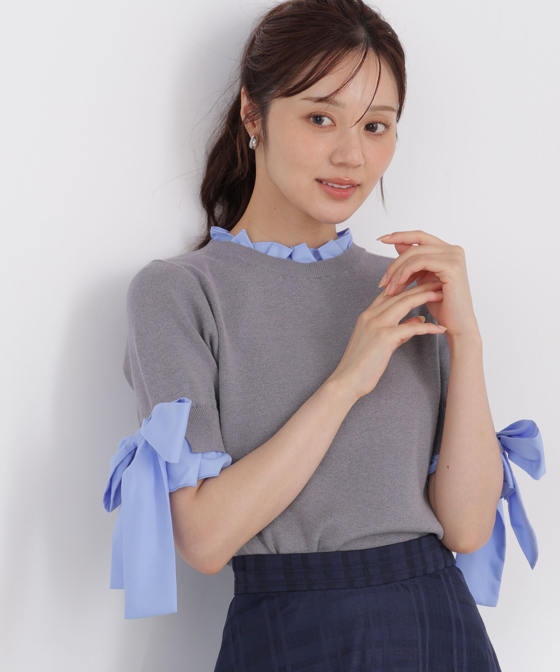 PROPORTION BODY DRESSING「リボンドッキングニット 26AW」|ニット・セーター|