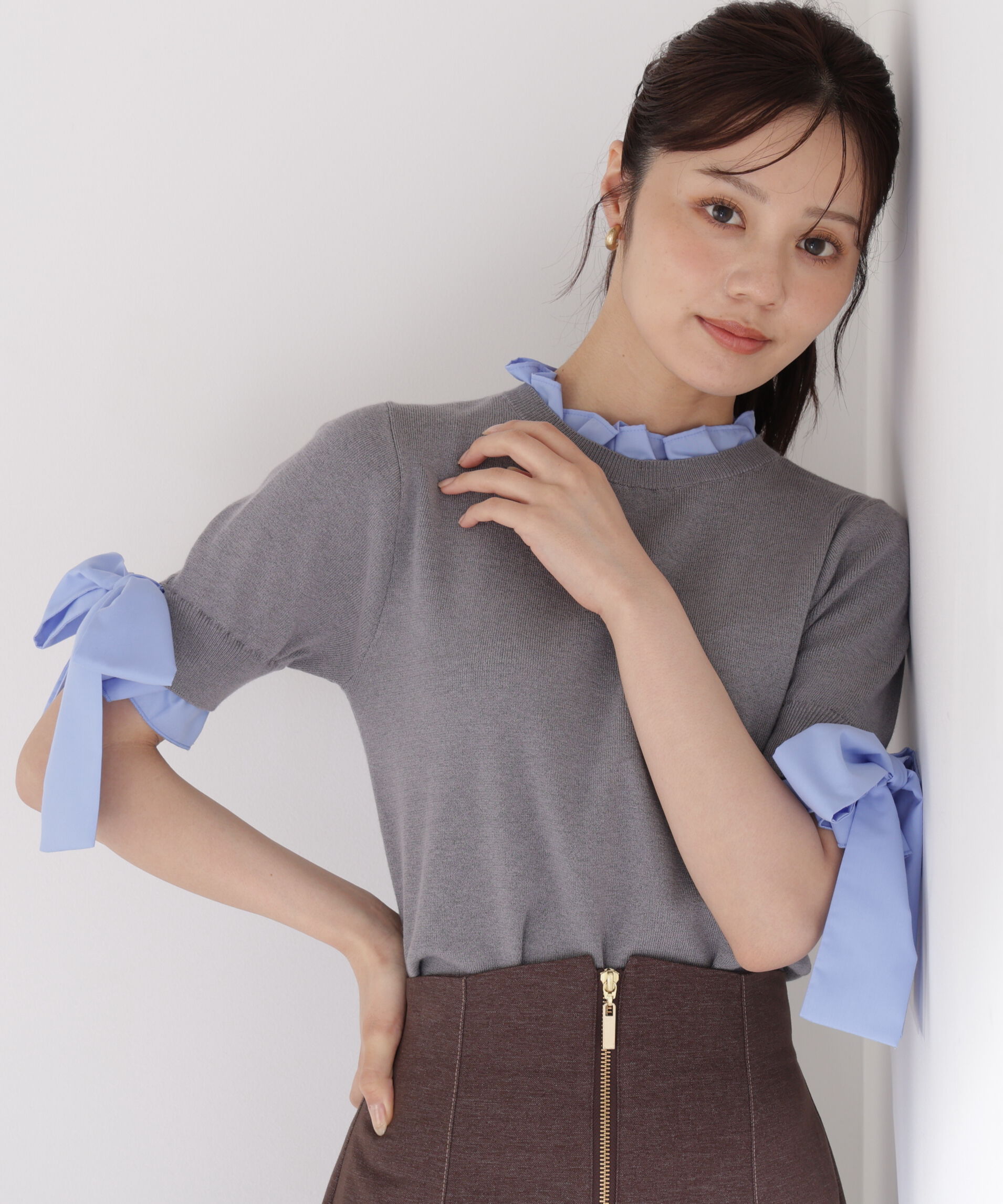 PROPORTION BODY DRESSING「リボンドッキングニット 26AW」|ニット・セーター|