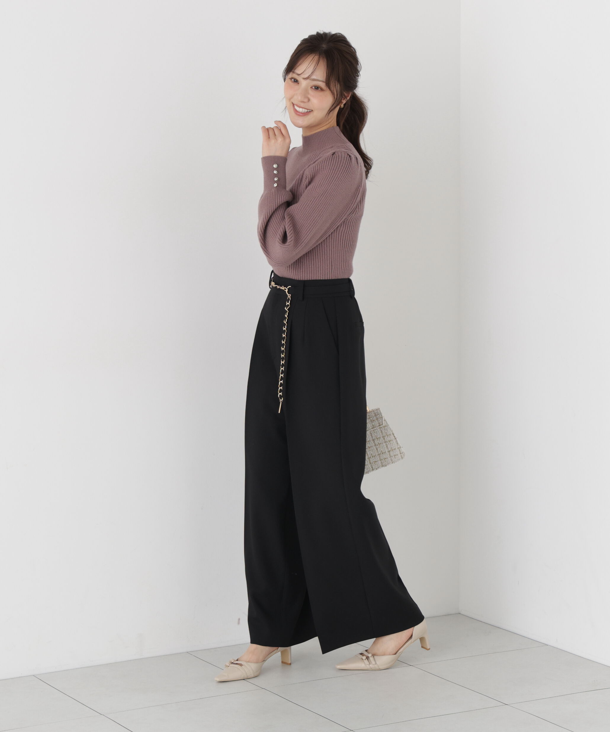 PROPORTION BODY DRESSING「＜加藤栞さん着用＞チェーンベルト付きワイドパンツ」|その他|