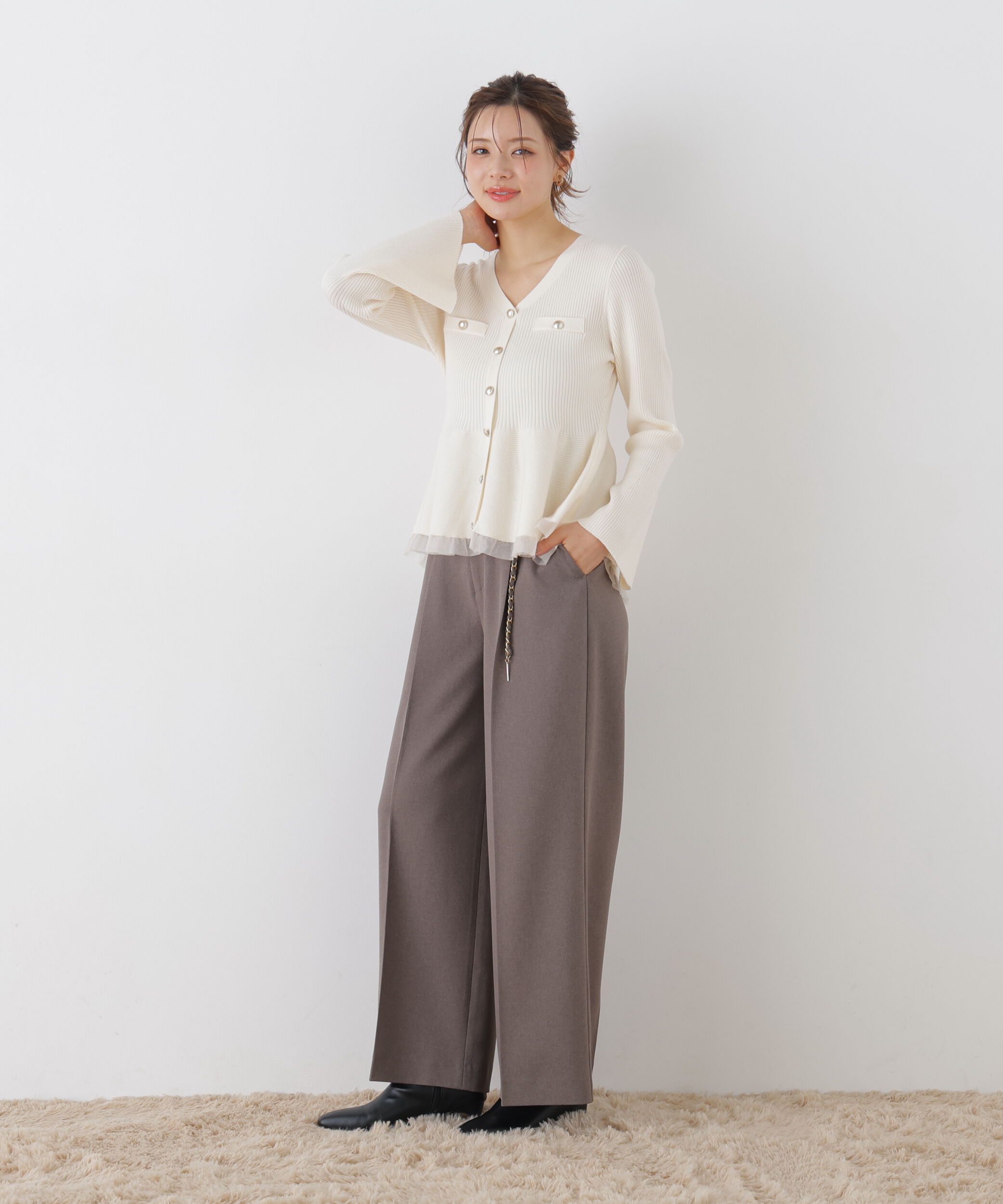 PROPORTION BODY DRESSING「＜加藤栞さん着用＞チェーンベルト付きワイドパンツ」|その他|