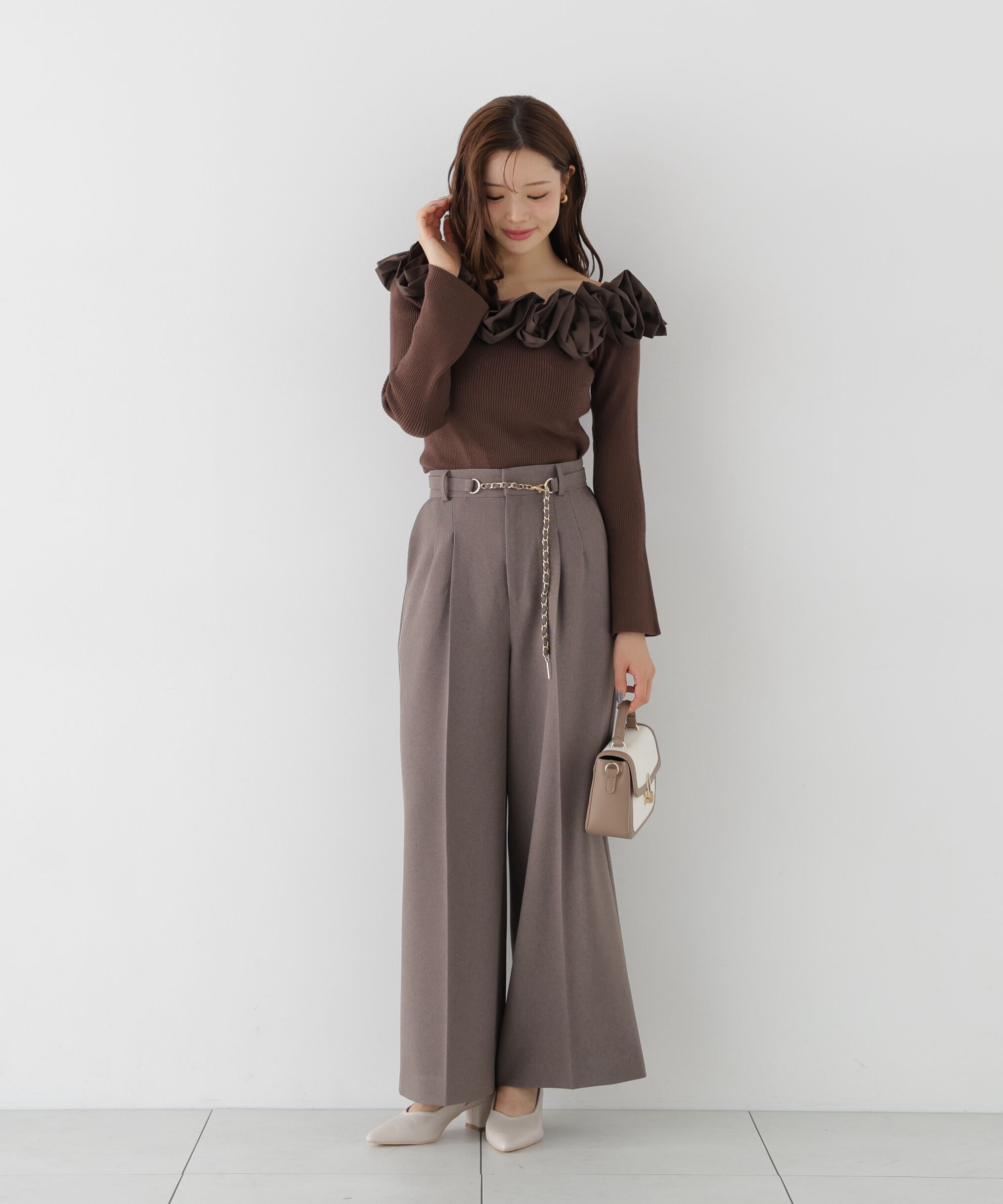 PROPORTION BODY DRESSING「＜加藤栞さん着用＞チェーンベルト付きワイドパンツ」|その他|
