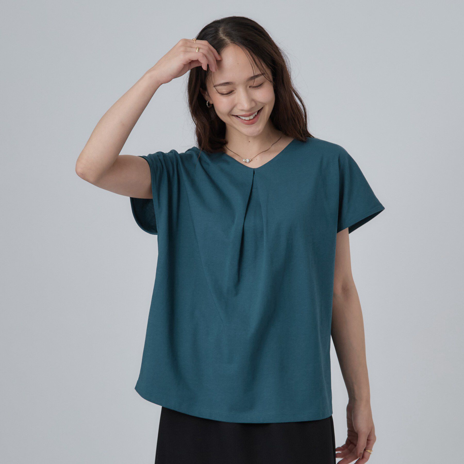 SHOO･LA･RUE「【前後2WAY/S-LL/洗濯機可】楽に着られて好印象 やわらかトップス」|Tシャツ・カットソー|