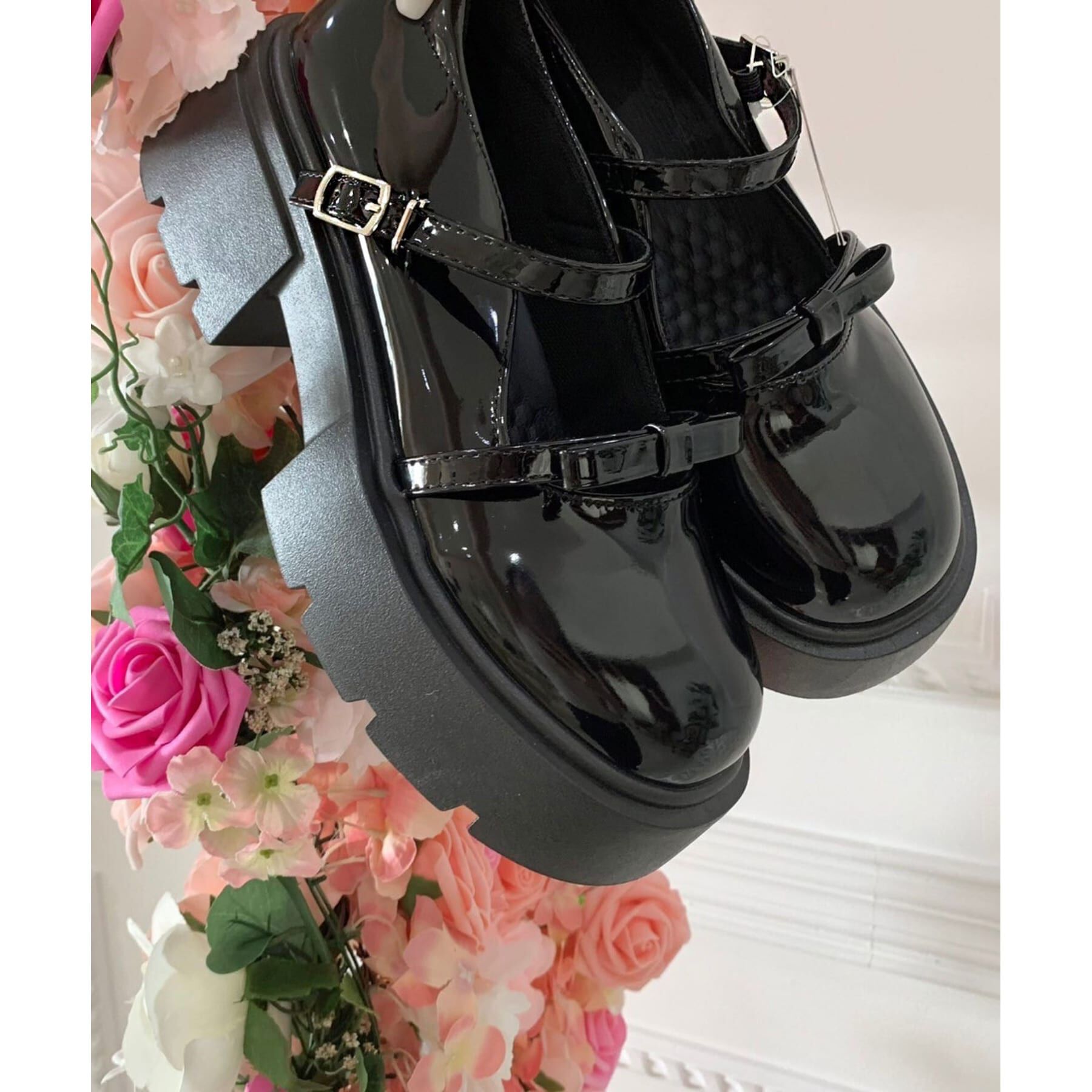 csT&P「厚底 リボン付きダブルストラップパンプス」|パンプス|