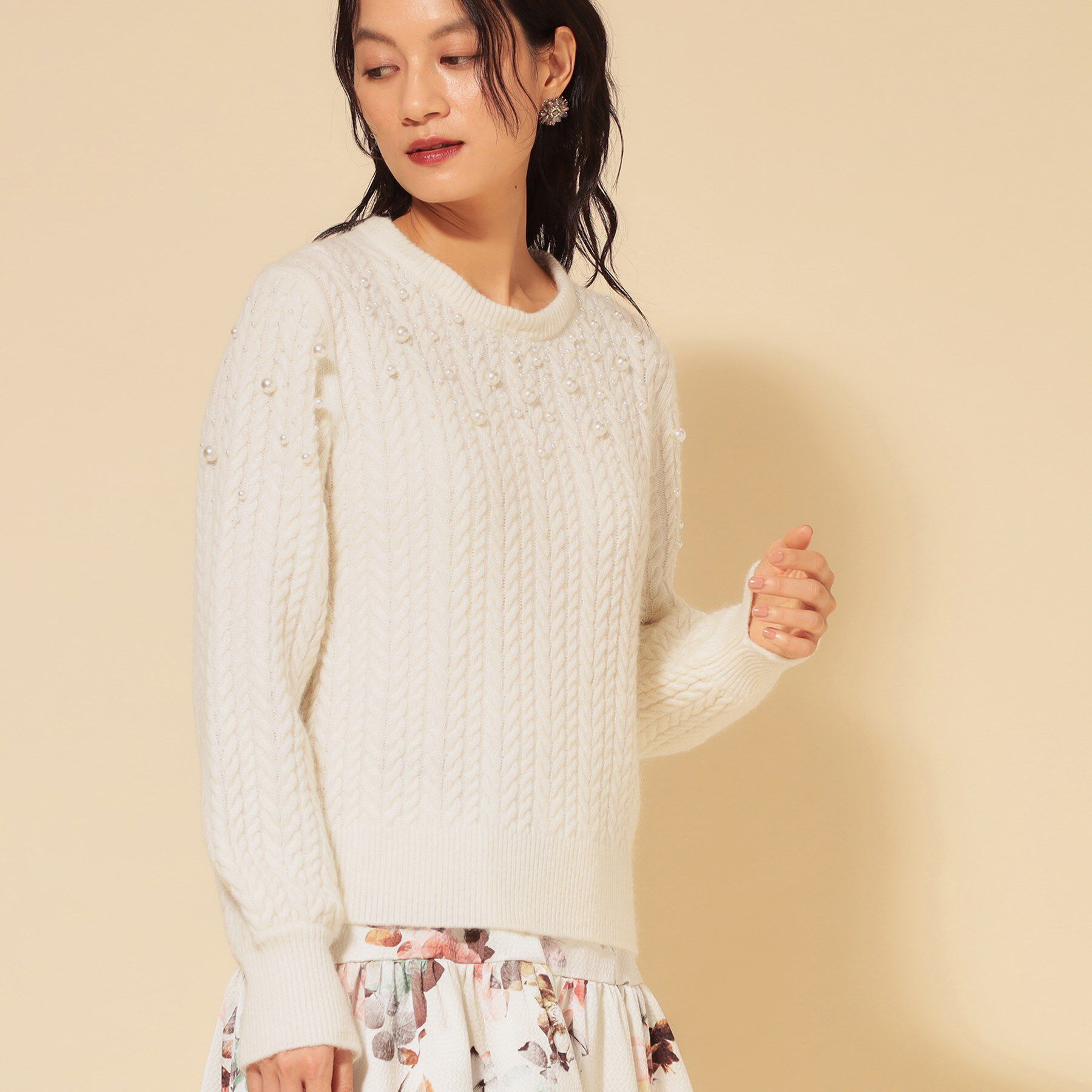SunaUna「【COLLECTION LINE】衿付きパール調ニット」|ニット・セーター|