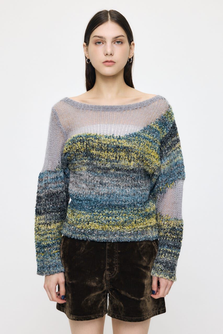 MOUSSY「MIXED YARN SHEER COMBI ニット」|ニット・セーター|