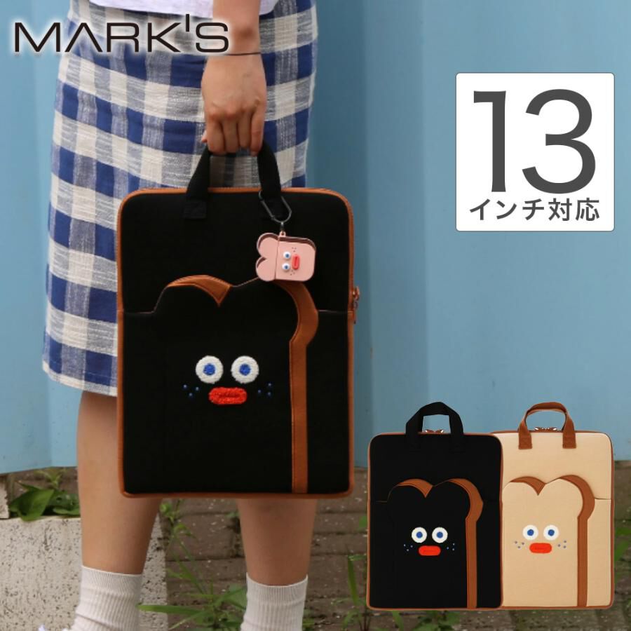 Bonnes fetes「ラップトップポーチ・持ち手付・１３インチ・ブランチブラザー／デジタルアクセサリー」|モバイルケース|ブラック
